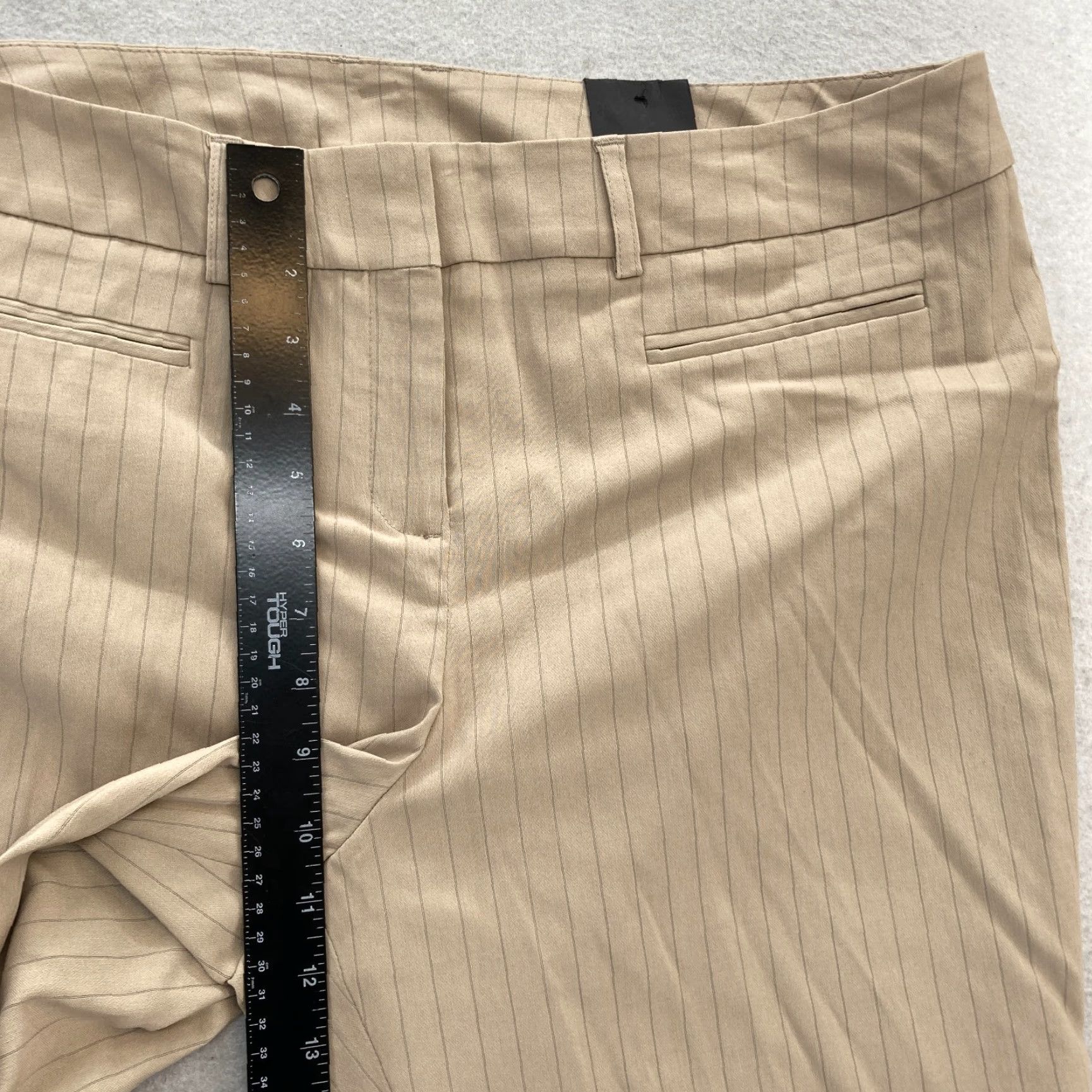 Vintage Lane Bryant Cropped Pants Women's 16 Khaki Beige Striped Straight Leg Casual NWT Size 38" / US 16 / IT 52 - 7 Thumbnail
