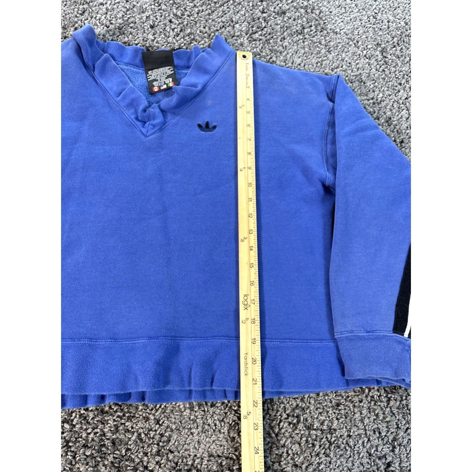Adidas VINTAGE Adidas Sweatshirt Mens XL Blue Trefoil Logo Cropped Stripe 90s Size US XL / EU 56 / 4 - 2 Thumbnail