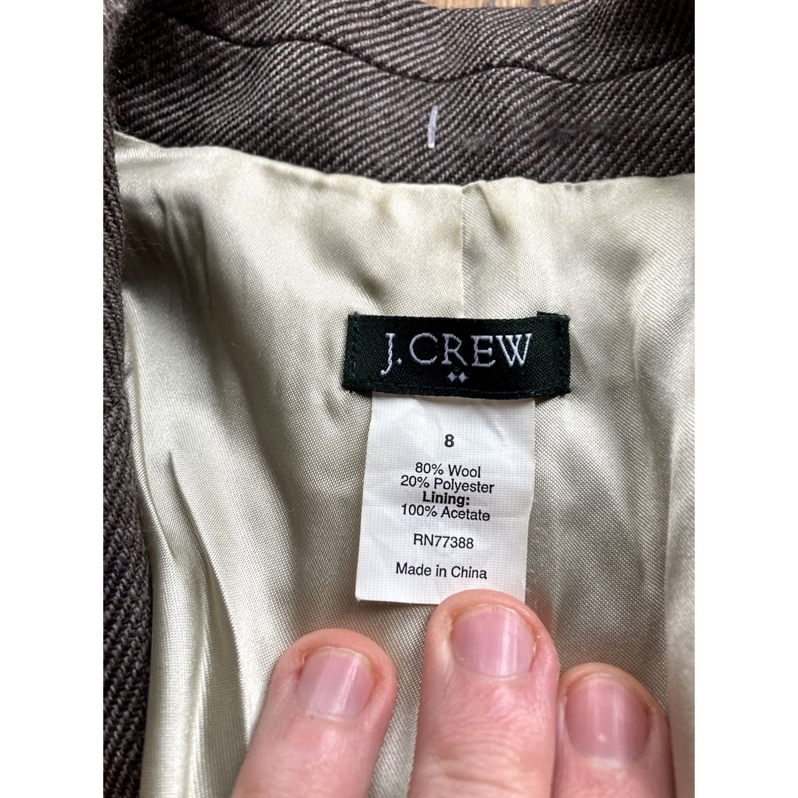 J.Crew J. Crew Blazer Women Size 8 Wool Blend Twill Gray Brown Gold Buttons Vintage? (note missing sleeve button) Size M / US 6-8 / IT 42-44 - 5 Thumbnail