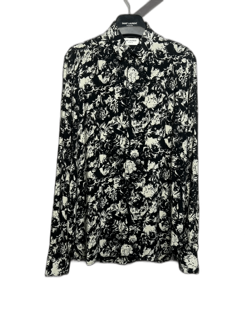 Saint Laurent Paris Saint Laurent Black and White Silk Shirt Size US M / EU 48-50 / 2 - 1 Thumbnail