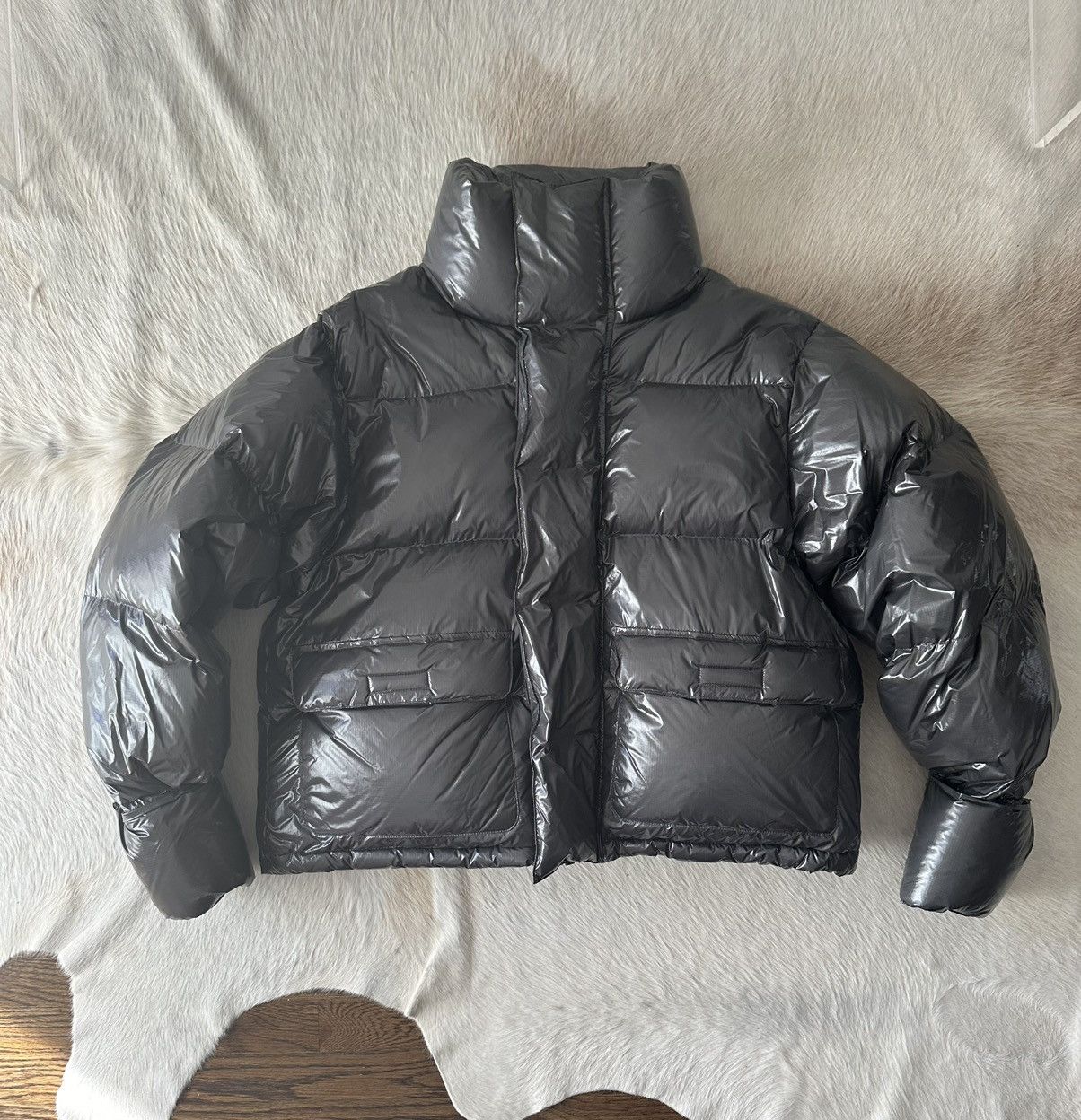 image of Entire Studios Gray Pfd V2 Down Jacket in Black, Men's (Size Medium)