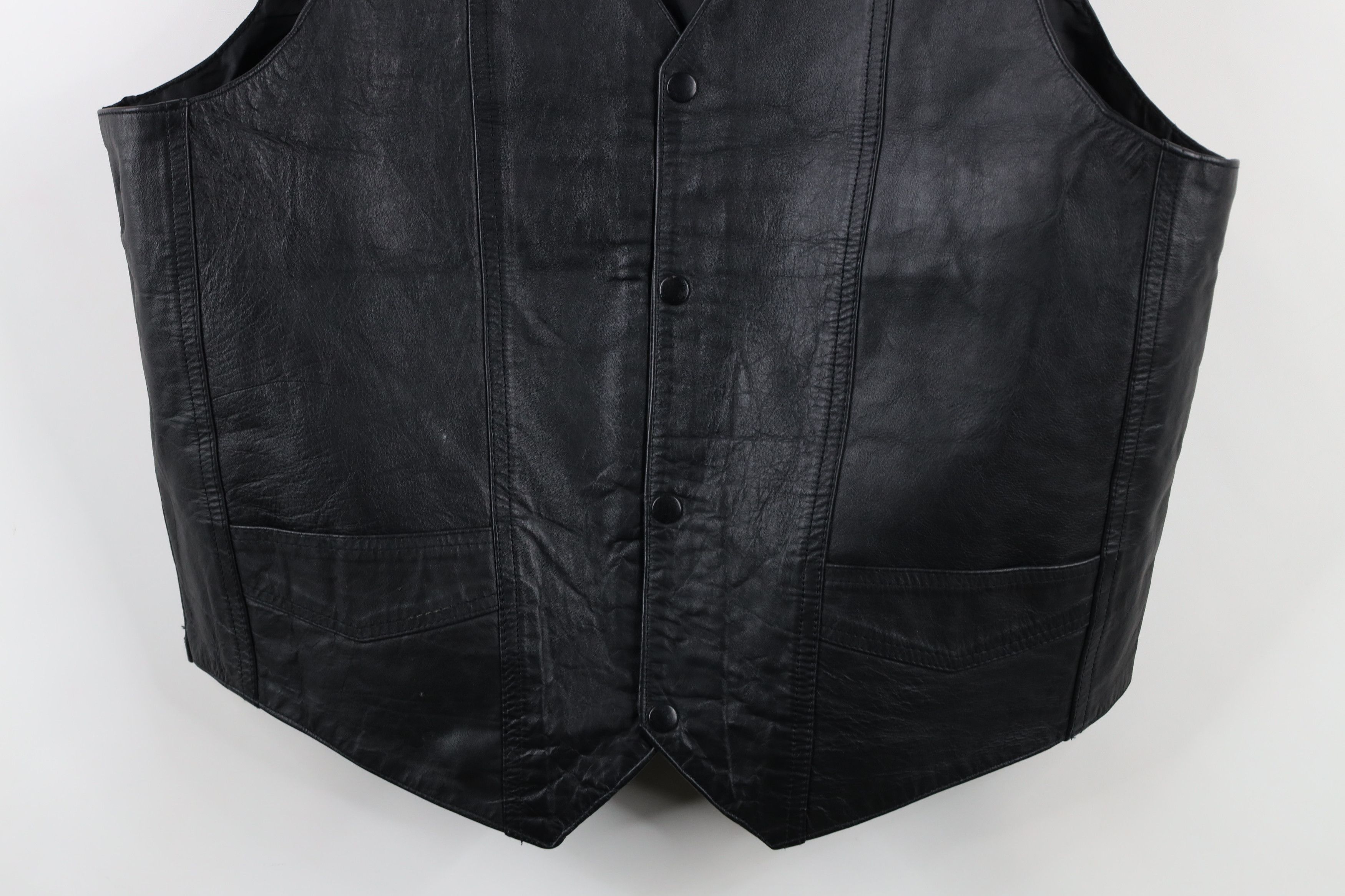 Vintage Vintage 90s Streetwear Leather Motorcycle Riding Vest Jacket Size US XL / EU 56 / 4 - 3 Thumbnail