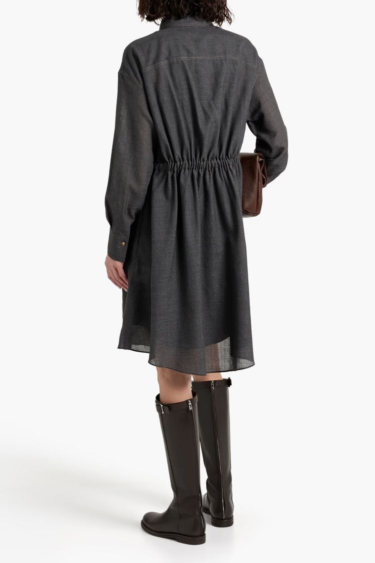Brunello Cucinelli o1y0725 Midi Dress in Dark Gray Size M / US 6-8 / IT 42-44 - 3 Thumbnail