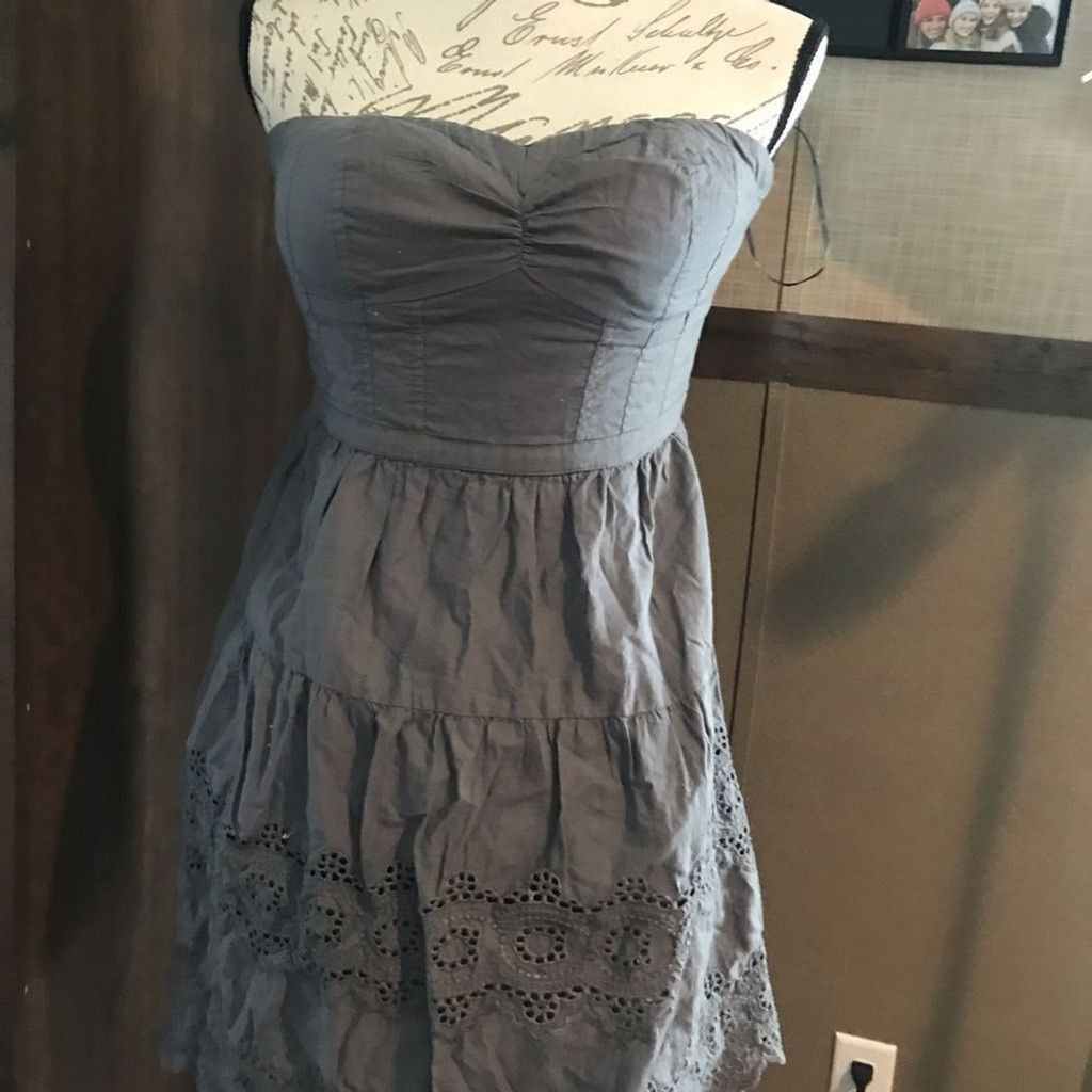 American Eagle Outfitters American eagle size X Small gray dress cotton tiered eyelet Size XXS / US 00 / IT 34 - 4 Thumbnail