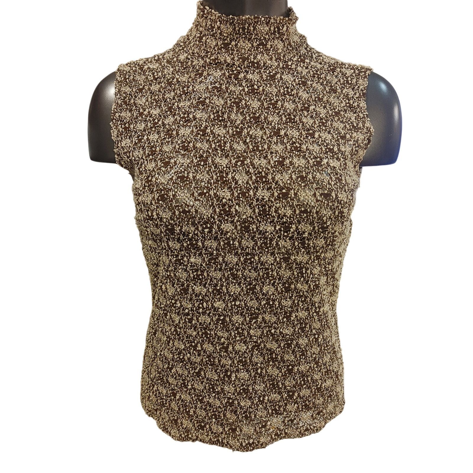 Other VTG EK Designs Women's M Brown/Gold Knit Mock Neck Top Size M / US 6-8 / IT 42-44 - 1 Thumbnail