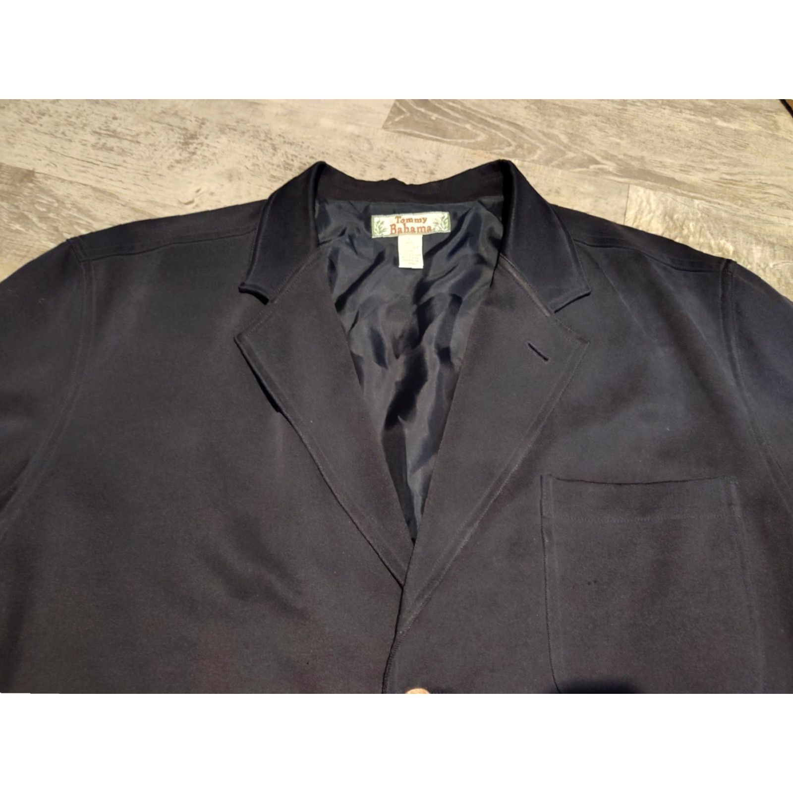 Tommy Bahama Tommy Bahama Silk Blazer Mens Size L Black Unstructured 3-Button Regular Fit Size 42R - 4 Thumbnail