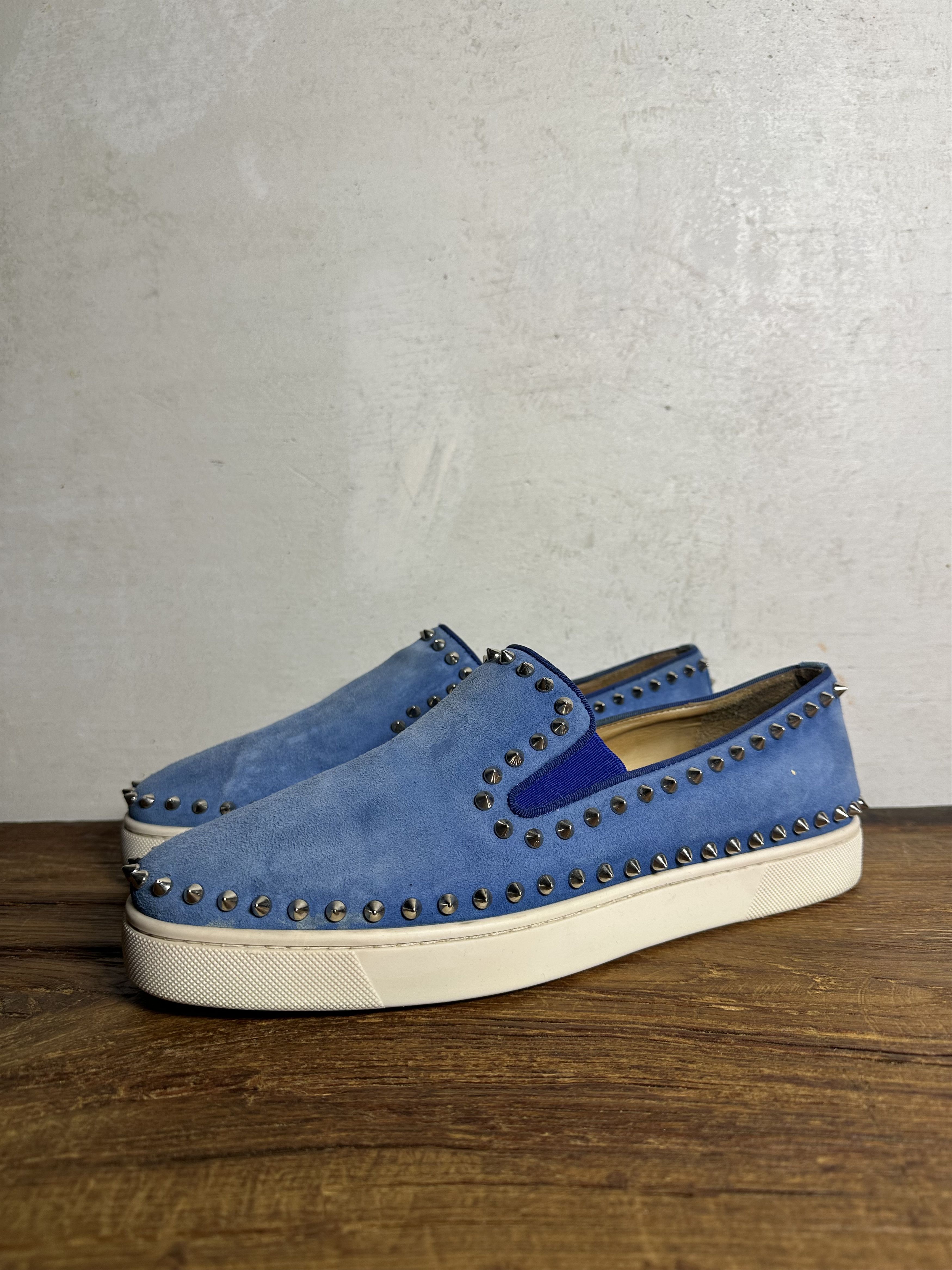Christian Louboutin PIK BOAT Spike Studs Suede Slip-On
