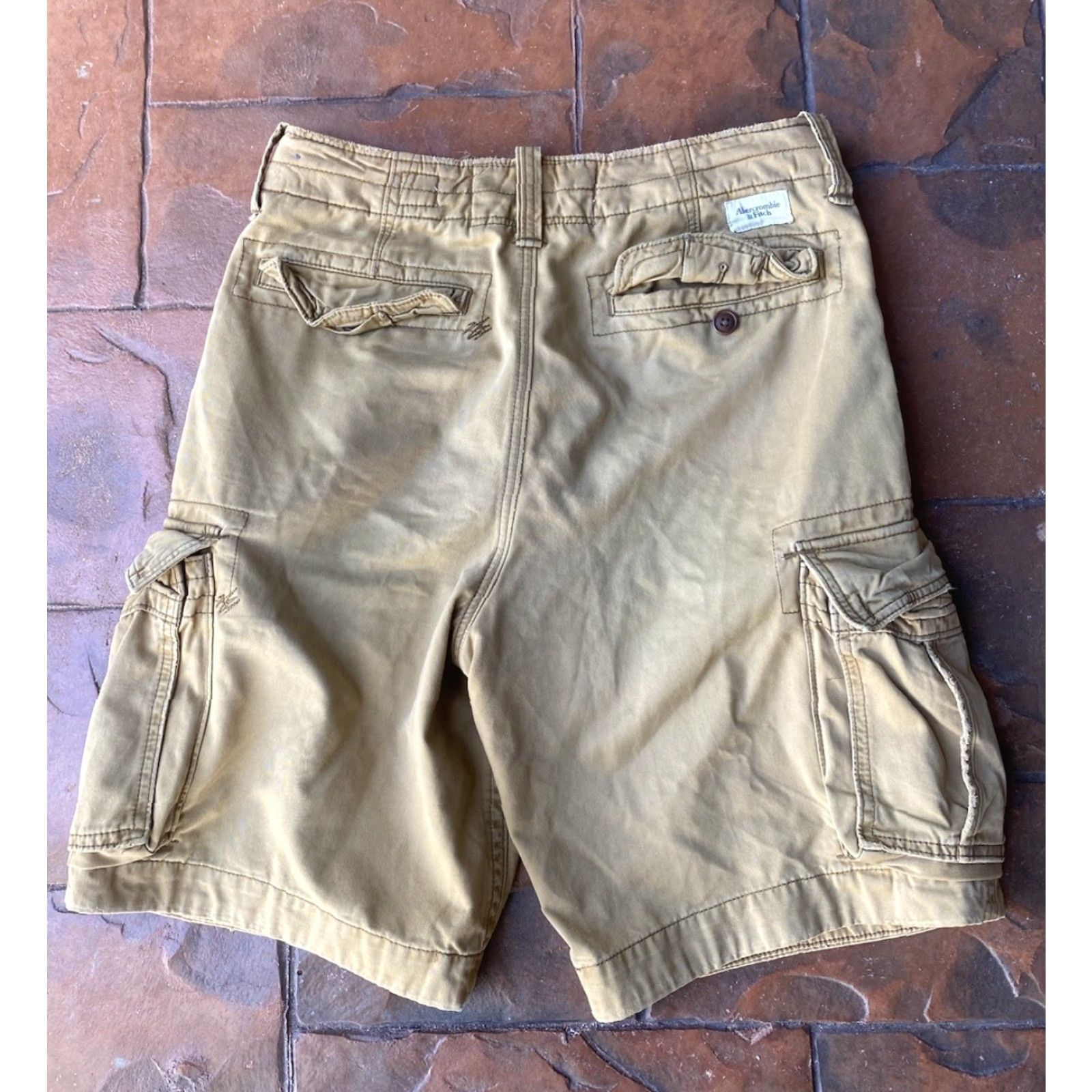 Abercrombie & Fitch VINTAGE Abercrombie & Fitch Cargo Shorts Mens 31 Cargo Shorts Distressed Button Fly 80s 90s Military Brown Canvas Shorts Mens Size US 31 - 3 Thumbnail