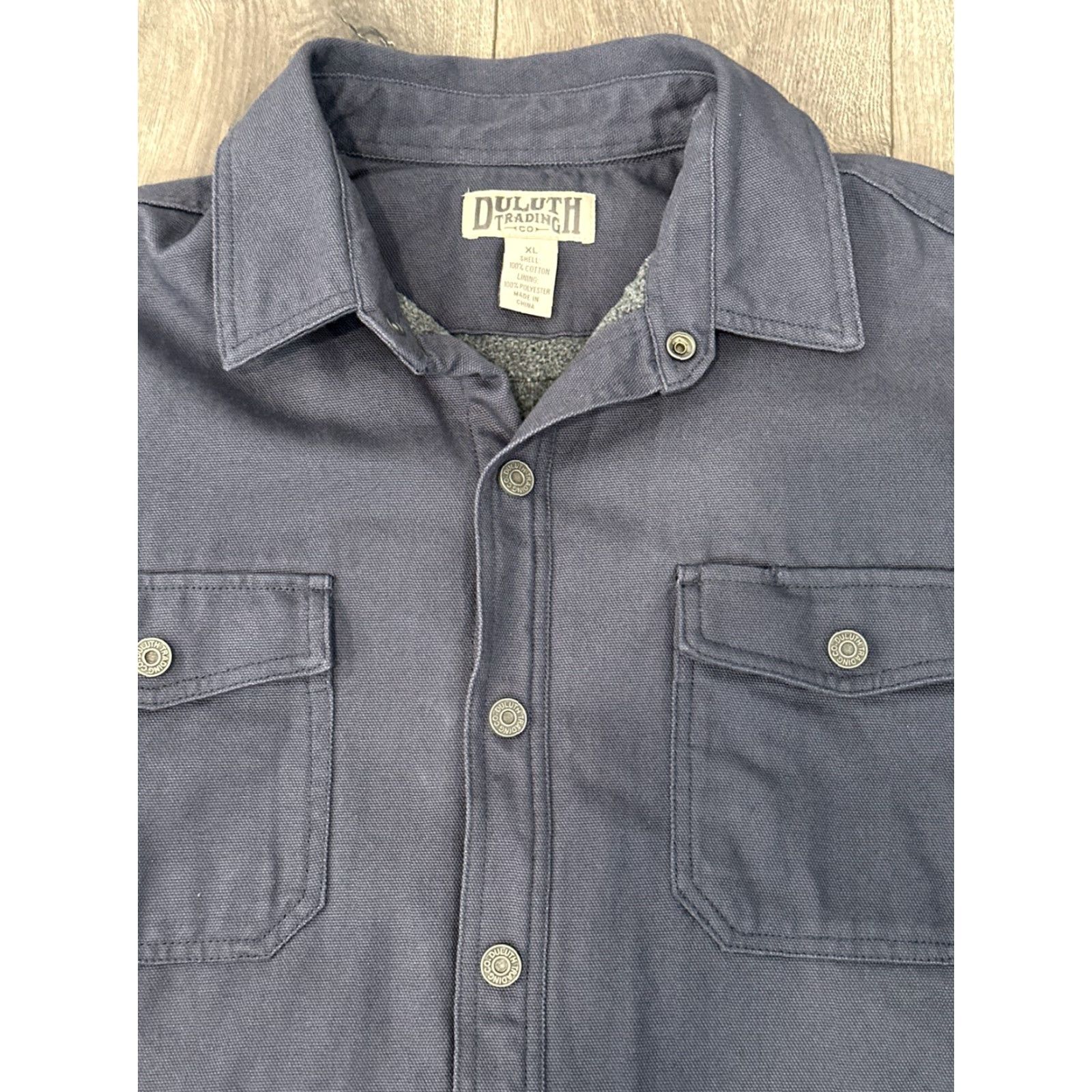 CO Duluth Trading Co Fleece Lined Men Large Heavy Blue Canvas Work Shirt Jacket Size US L / EU 52-54 / 3 - 2 Thumbnail