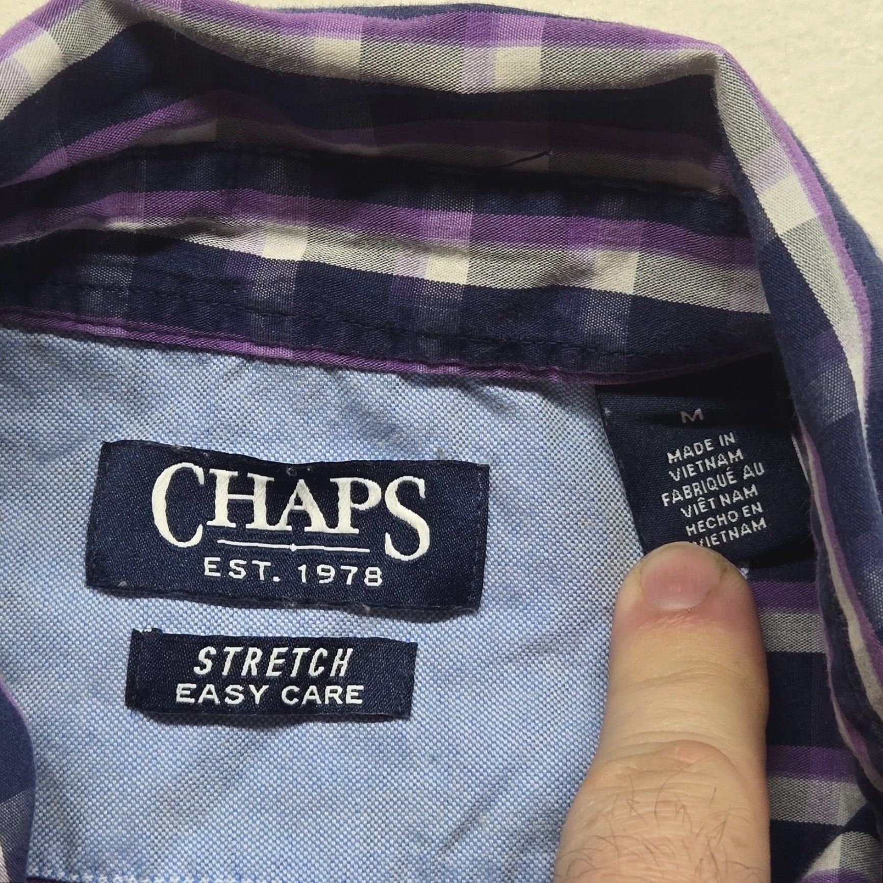 Chaps VINTAGE CHAPS Shirt Purple Checkered Button-Up Long Sleeve Adult M Medium Men’s Size M Purple Checkered Button-Up Shirt Size US M / EU 48-50 / 2 - 3 Thumbnail