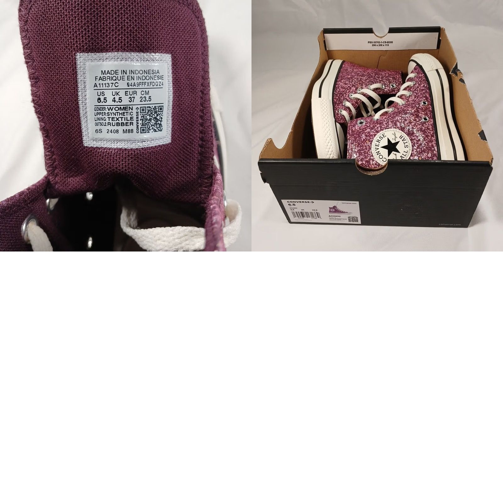 Converse VINTAGE No Converse Chuck Taylor All Star Hi Women’s 6.5 Pink Purple Glitter Shoes Casual Sneakers High Top Stars Rainbow Glitter Women’s Size M / US 6-8 / IT 42-44 - 8 Thumbnail