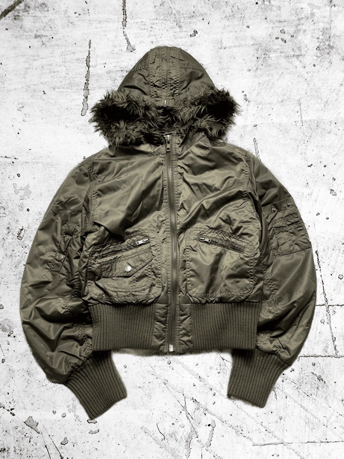 【y2k archive 短丈】R.NEWBOLD WASHED N2B Vintage N2B 2000s faux fur cropped bomber jacket y2k style