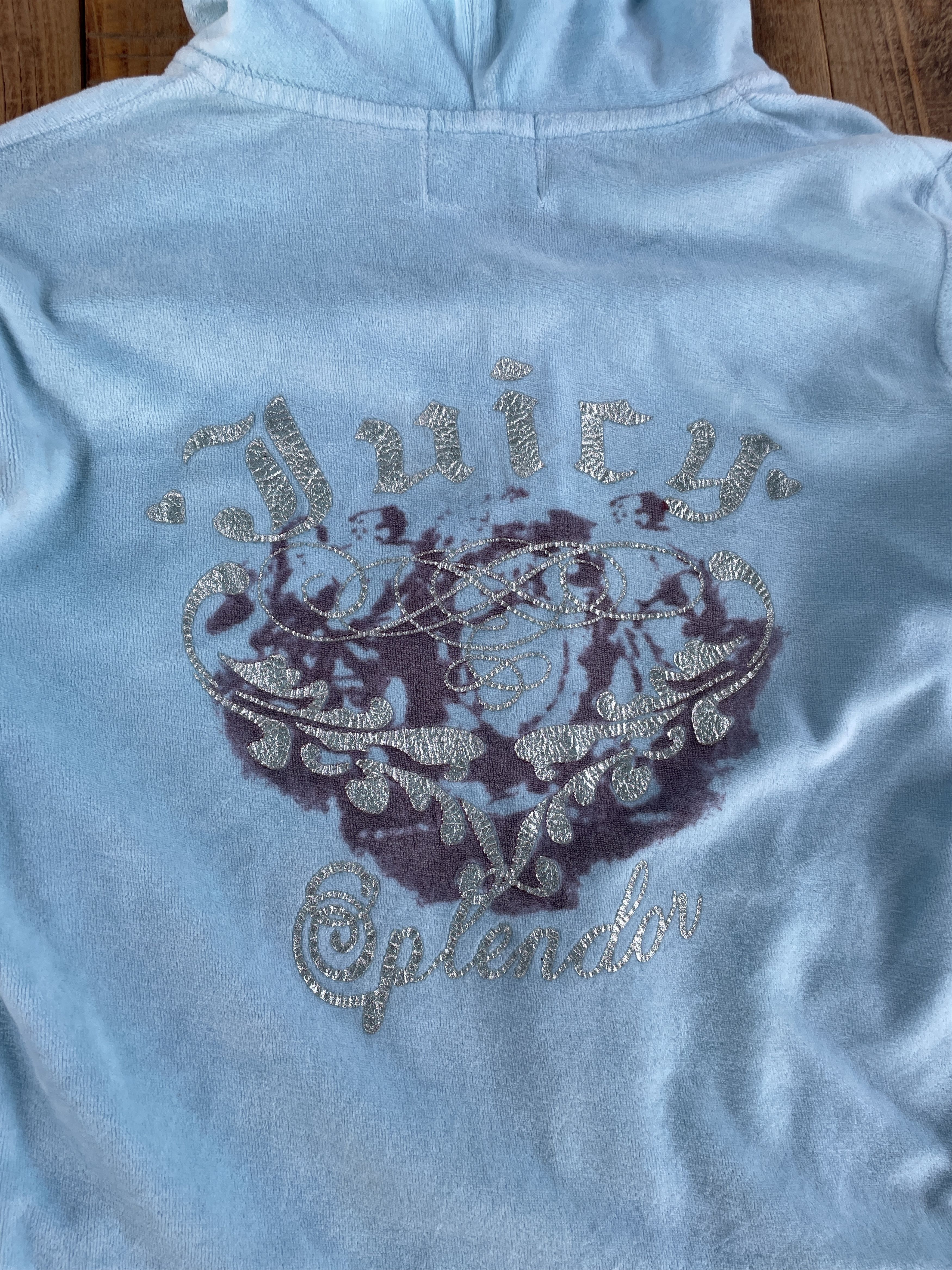 Juicy Couture Juicy Couture Blue Velour Cropped Zip Hoodie Size L Size L / US 10 / IT 46 - 4 Thumbnail
