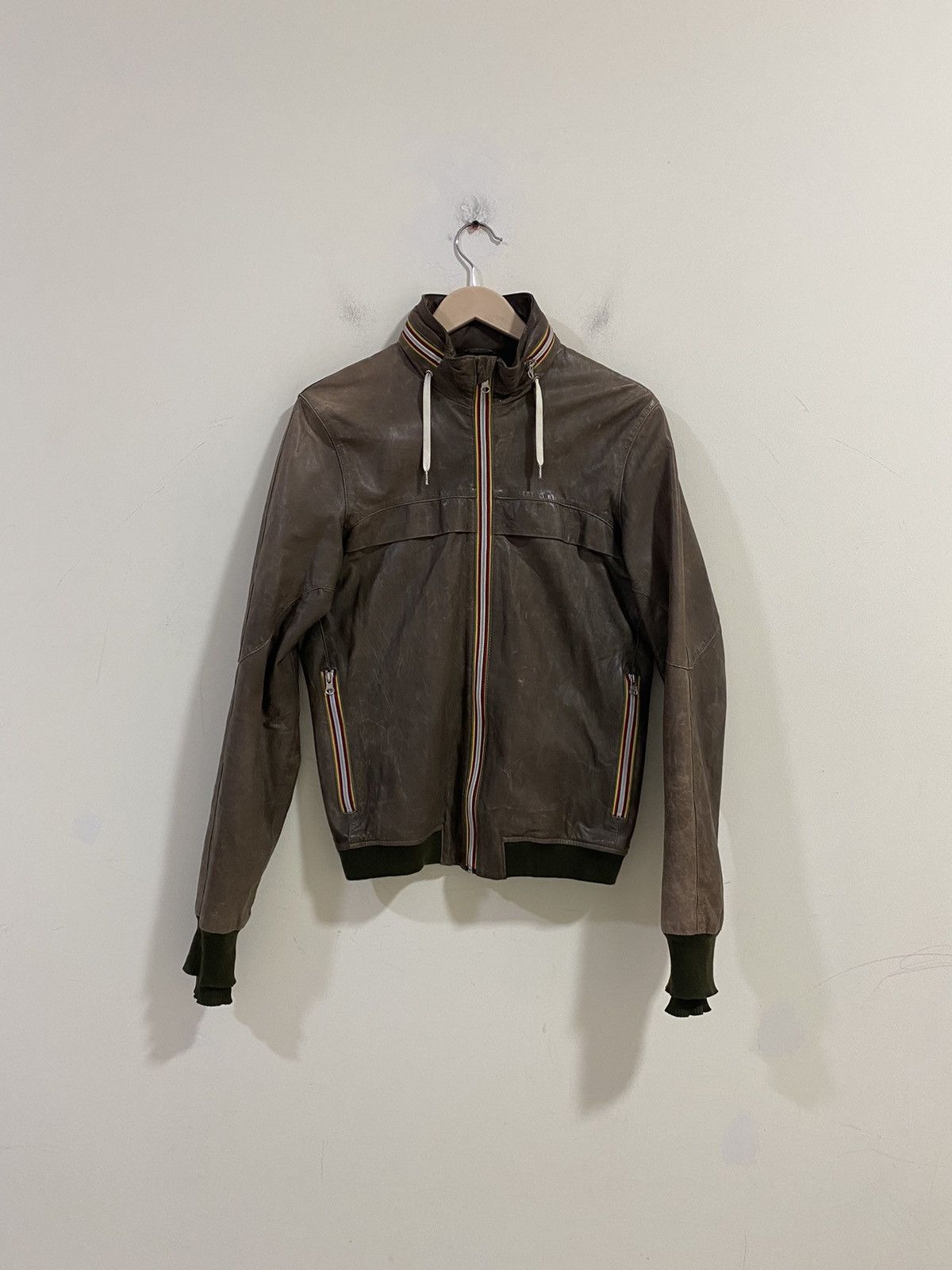 Designer × Vintage Gold Bunny Mens Leather Biker Motorcycle Bomber Jacket Italy Size US S / EU 44-46 / 1 - 1 Thumbnail