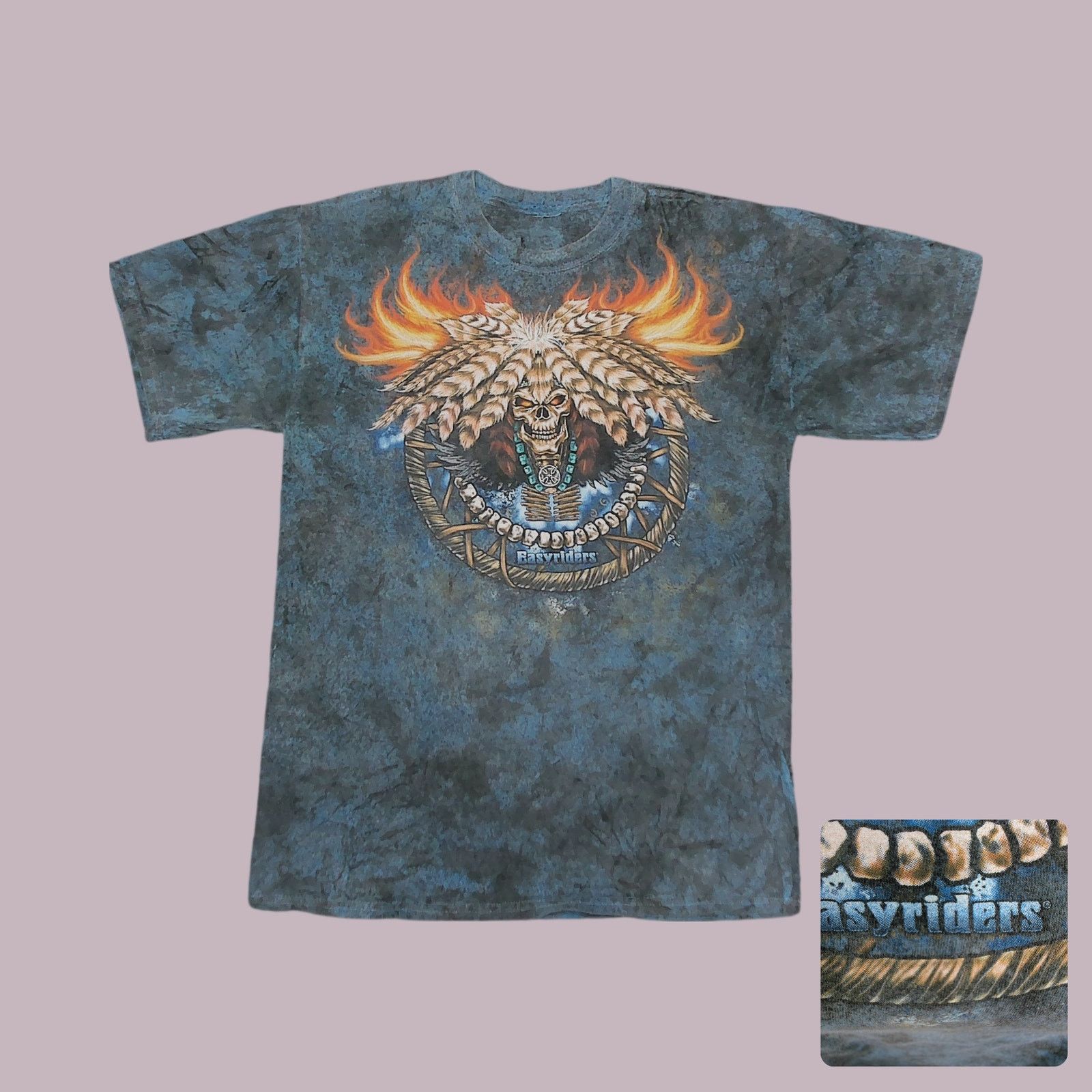 Vintage Easyriders Vintage Y2K Native Skull Mineral Wash Tee Size US L / EU 52-54 / 3 - 1 Thumbnail