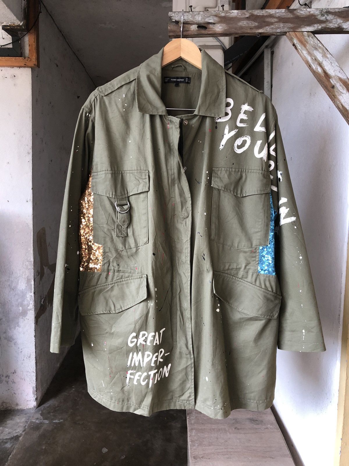 Zara Zara Splash Paint Art Oversized Parka Jacket If Six Was Nine Size L / US 10 / IT 46 - 3 Thumbnail
