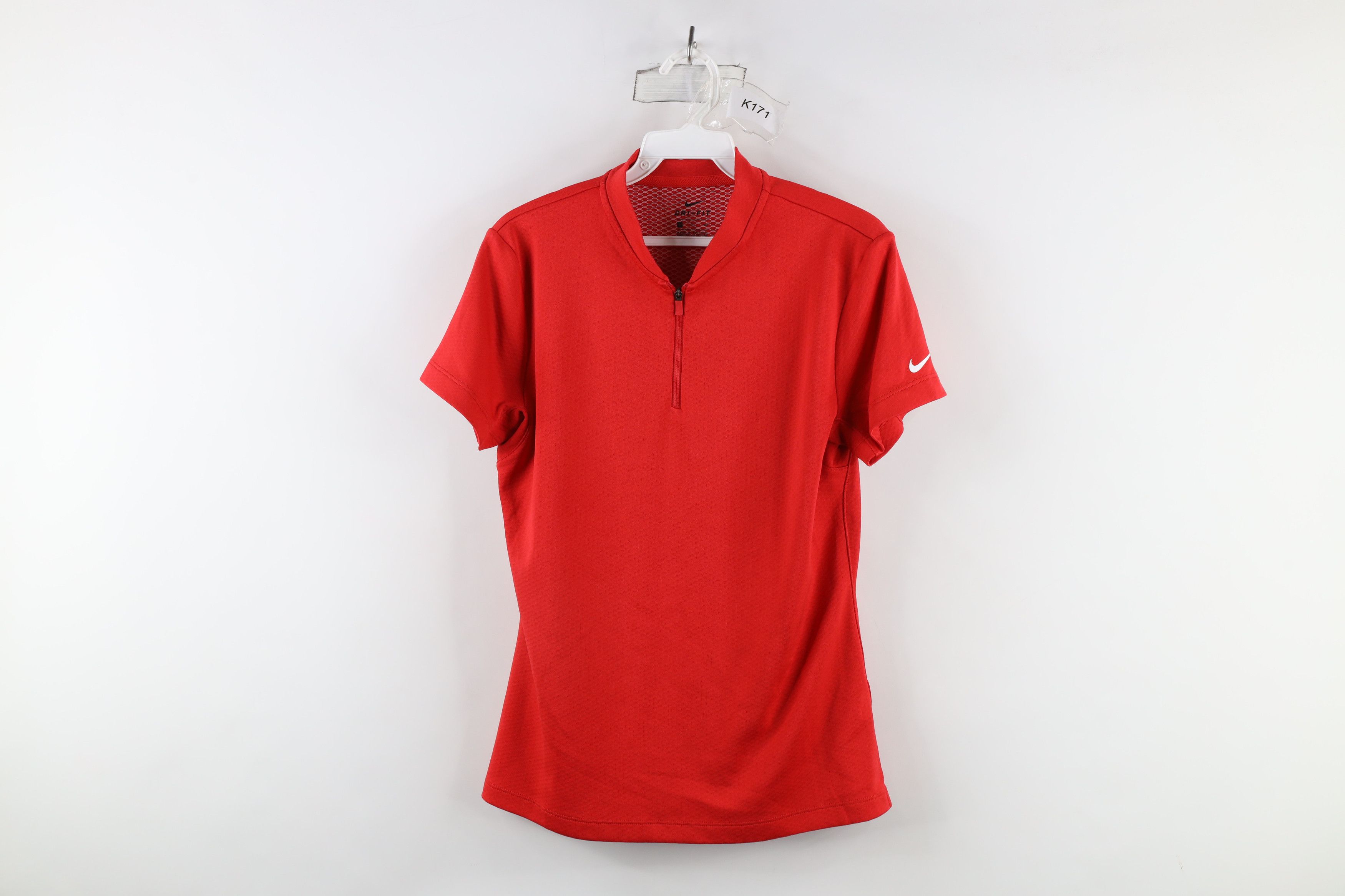 Nike × Vintage Nike Golf Thermal Knit Half Zip Blade Collar Polo Shirt Red Size S / US 4 / IT 40 - 1 Thumbnail