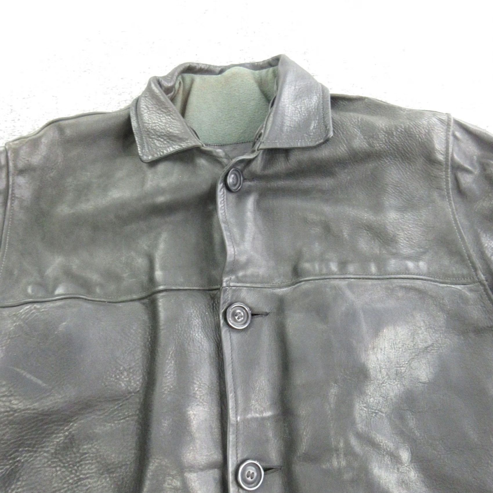Vintage Rebelstoke Coat Mens L Overcoat Leather Wool Lined Winter Mid-Length Button Pockets Ironwork Collar Mens Size US L / EU 52-54 / 3 - 7 Thumbnail