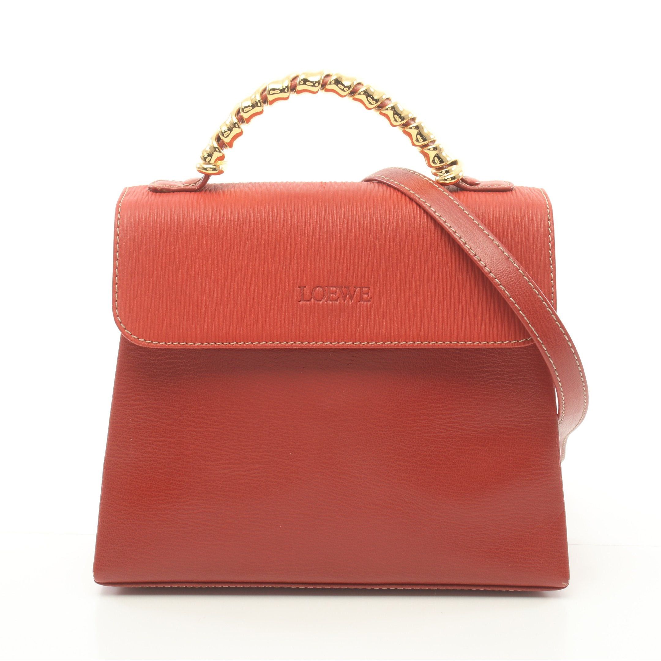 image of Loewe Velasquez Twist Handbag Leather Nubuck Red 2Way, Women's