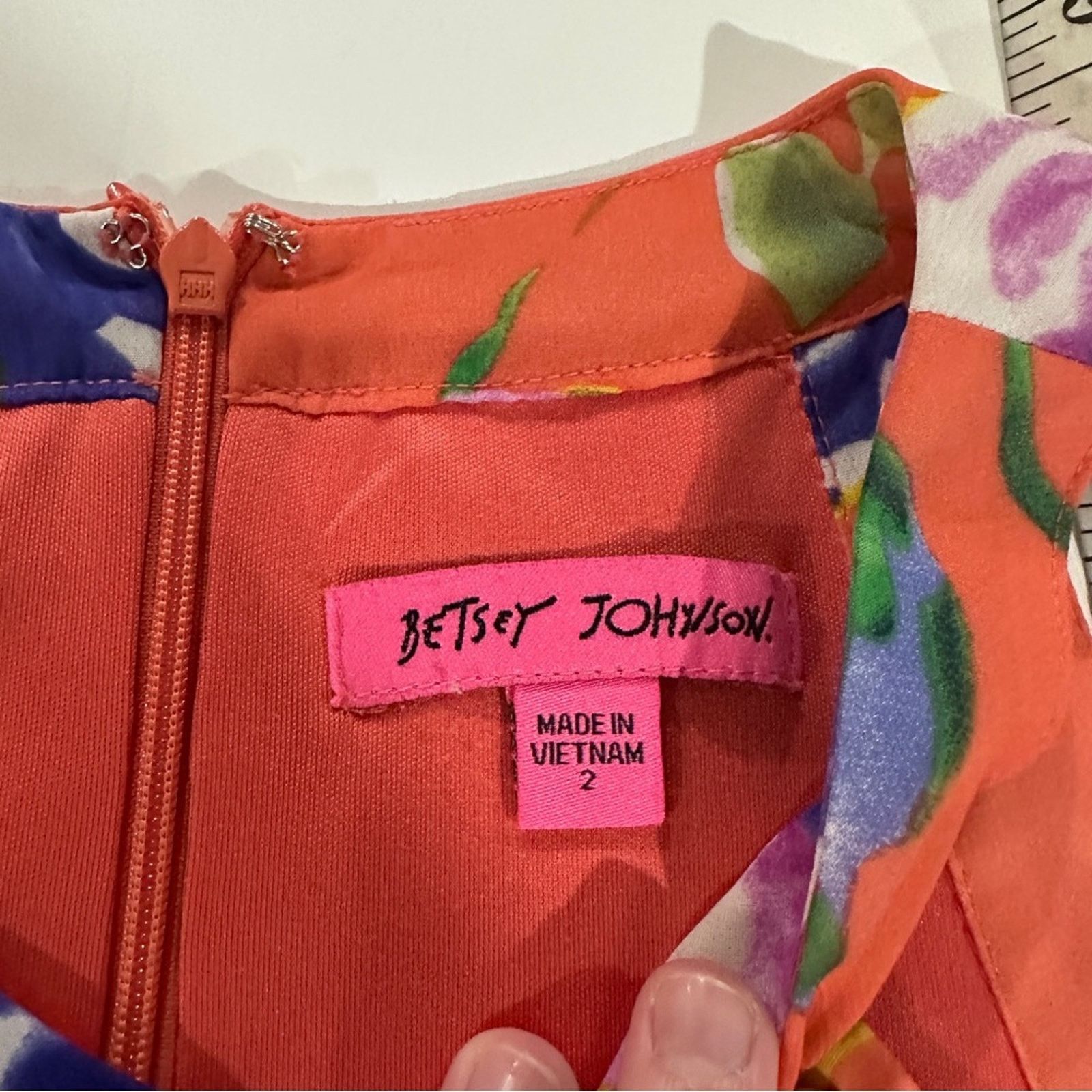 Betsey Johnson Betsey Johnson Orange & Purple Floral Sleeveless Swing Dress Size XS / US 0-2 / IT 36-38 - 5 Thumbnail