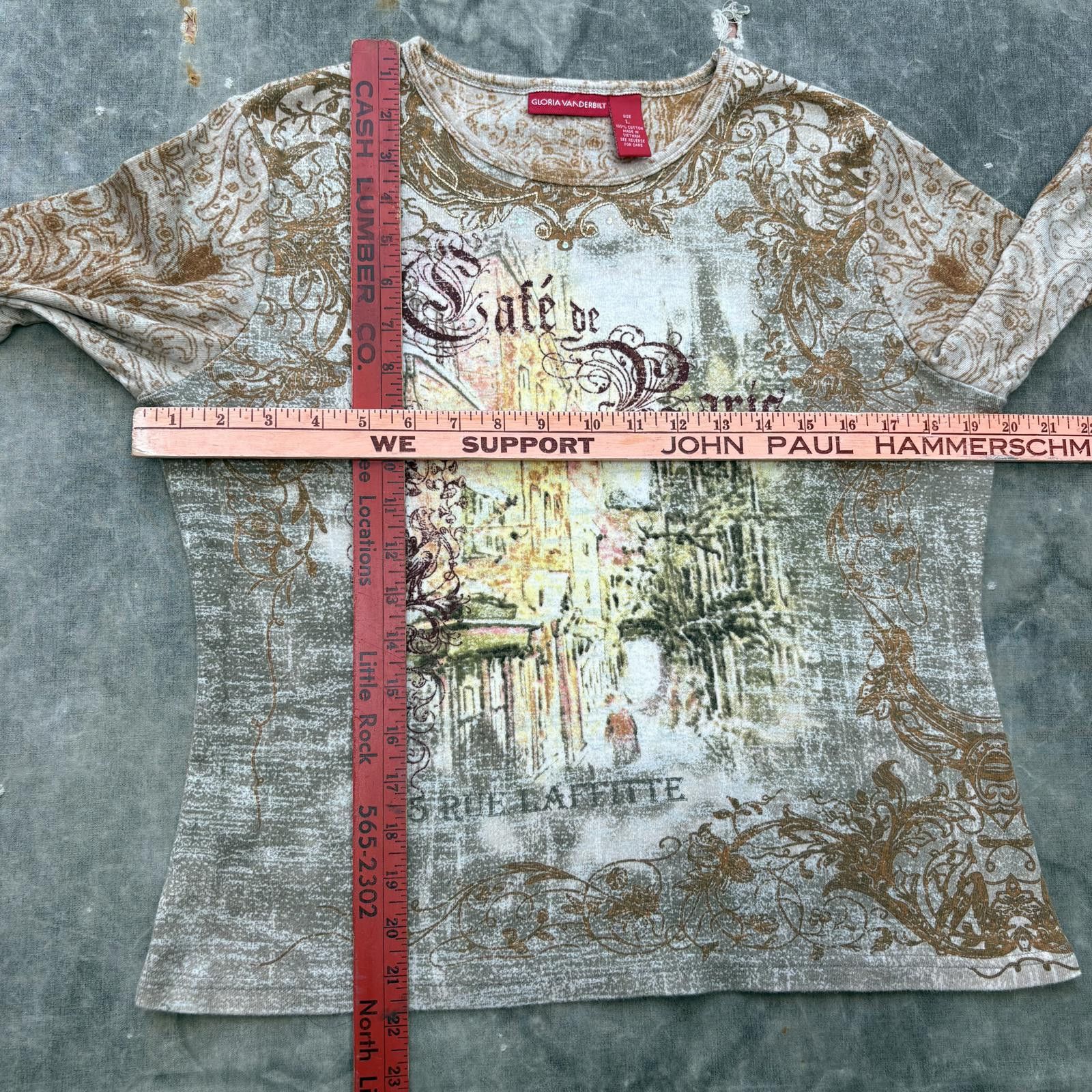 Vintage Vintage Y2K Cafe De Paris Paisley Stretchy 3/4 Sleeve Shirt Size L / US 10 / IT 46 - 4 Thumbnail