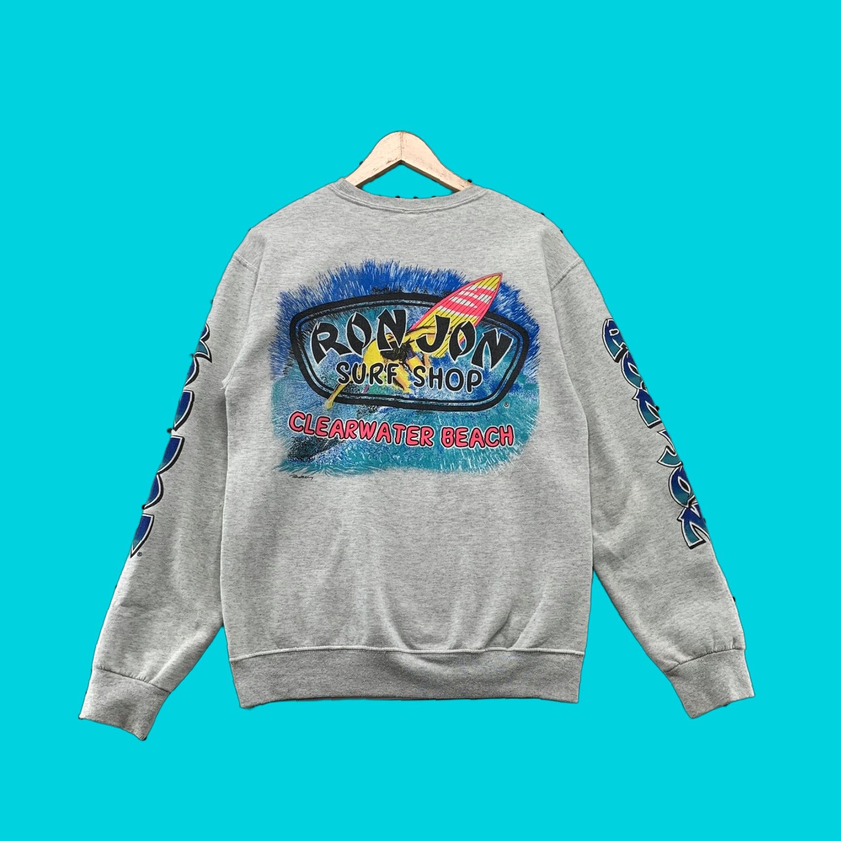 Ron Jon Surf Shop VINTAGE Ron Jon Surf Shop Sweatshirt Gray Mens M Adult Medium Crew Neck Fleece Beach Graphic Print 90s Mens Size US M / EU 48-50 / 2 - 1 Thumbnail