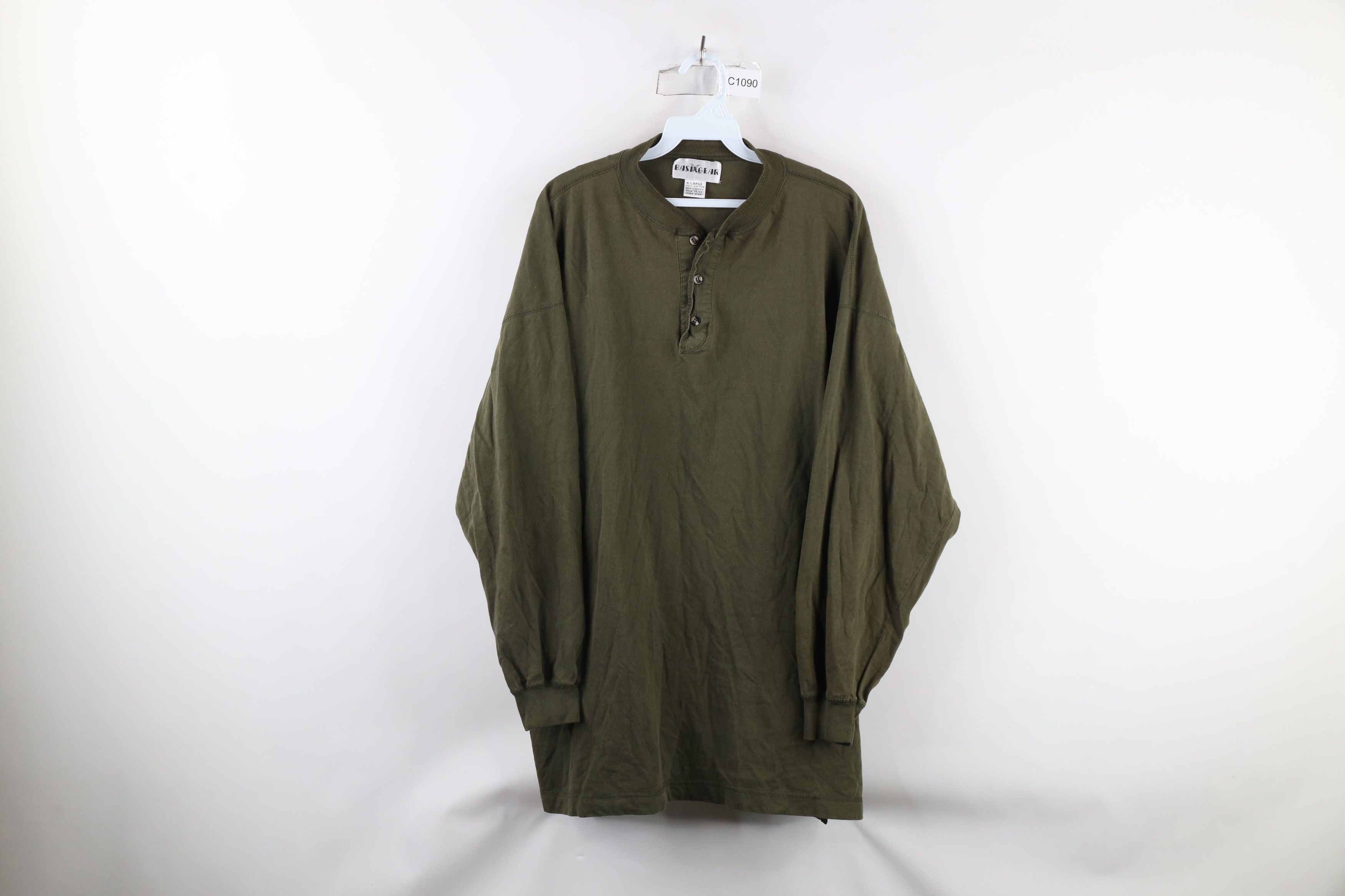 Vintage Vintage 90s Streetwear Long Sleeve Henley T-Shirt Olive Size US XL / EU 56 / 4 - 1 Thumbnail
