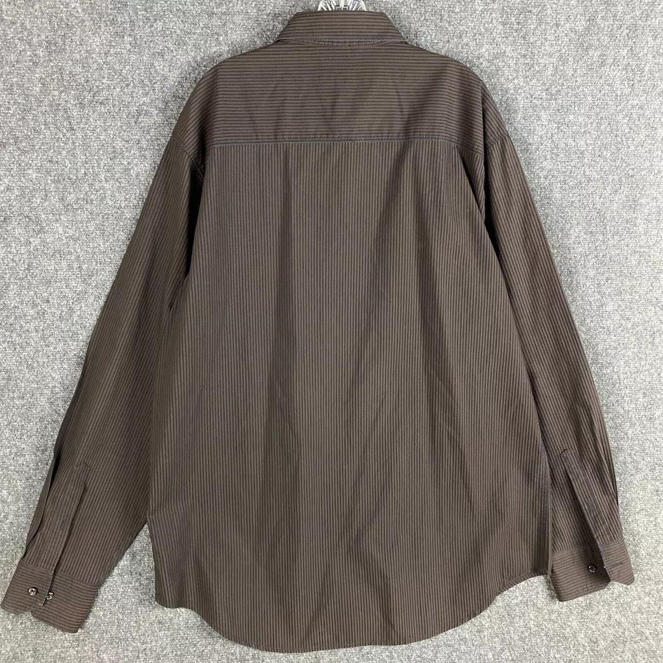 Pronto Uomo Pronto Uomo Dress Shirt Men's 2XLT Long Sleeve Brown Striped Size US XXL / EU 58 / 5 - 7 Thumbnail
