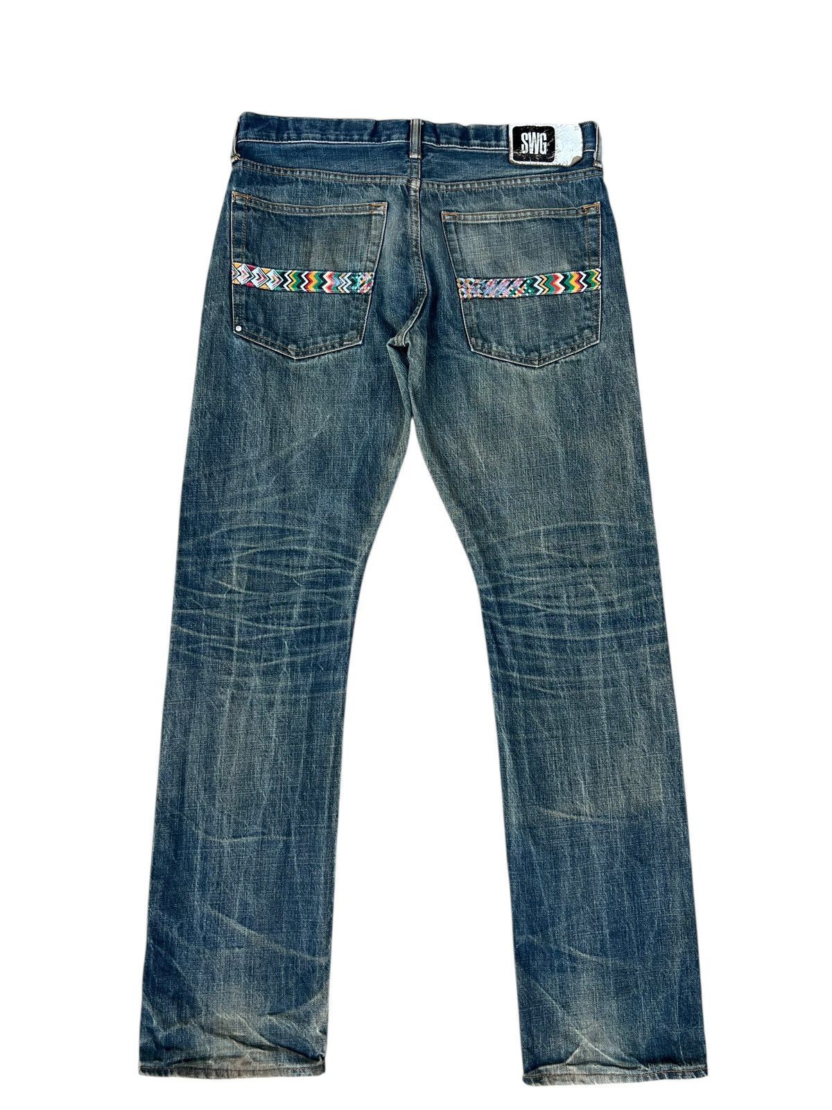 Swagger Vintage Swagger Japan Faded Dirty Mud Denim Jeans Size US 32 / EU 48 - 9 Thumbnail