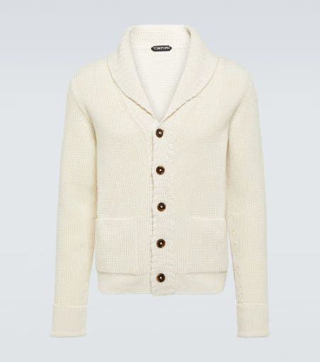 Tom Ford o1sm1stk0725 Cashmere McQueen Shawl Collar Cardigan in White Size US L / EU 52-54 / 3 - 1 Preview