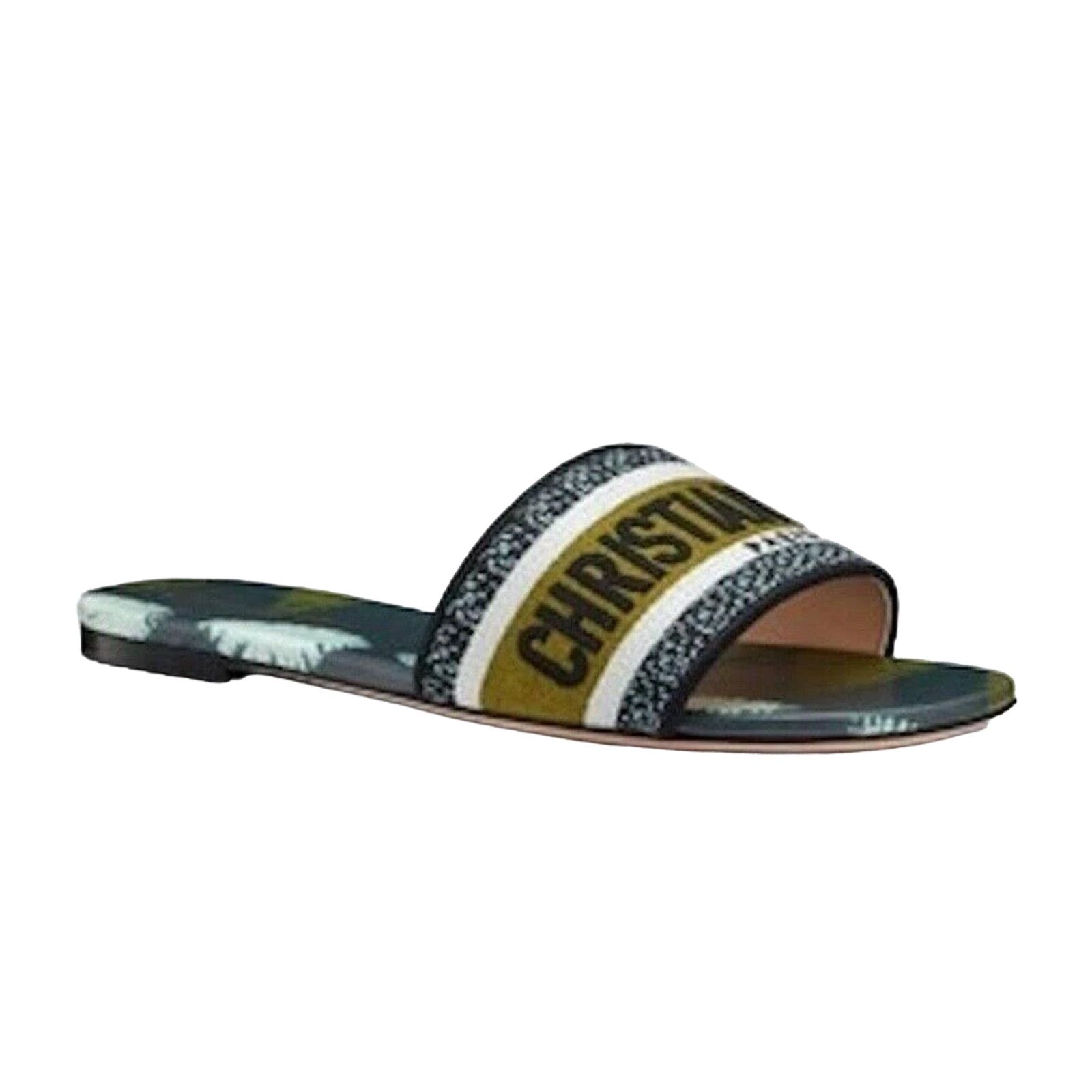 Dior Dway Tie Dye Embroidered Logo Slide Mule Flat Sandal 40 Size US 10 / IT 40 - 3 Thumbnail