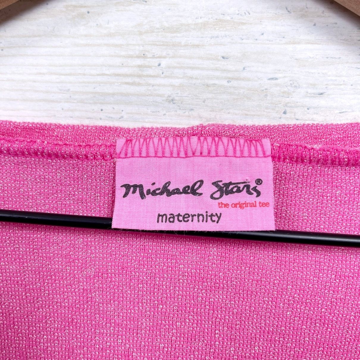 Michael Stars Michael Stars Metallic Shimmer Maternity Top Pink Long OS Size ONE SIZE - 5 Thumbnail