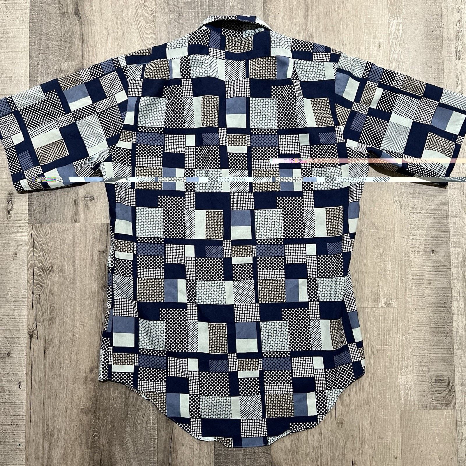 Vintage VTG Montgomery Ward Geometric Polka Dot Disco Button Shirt Size US M / EU 48-50 / 2 - 2 Thumbnail