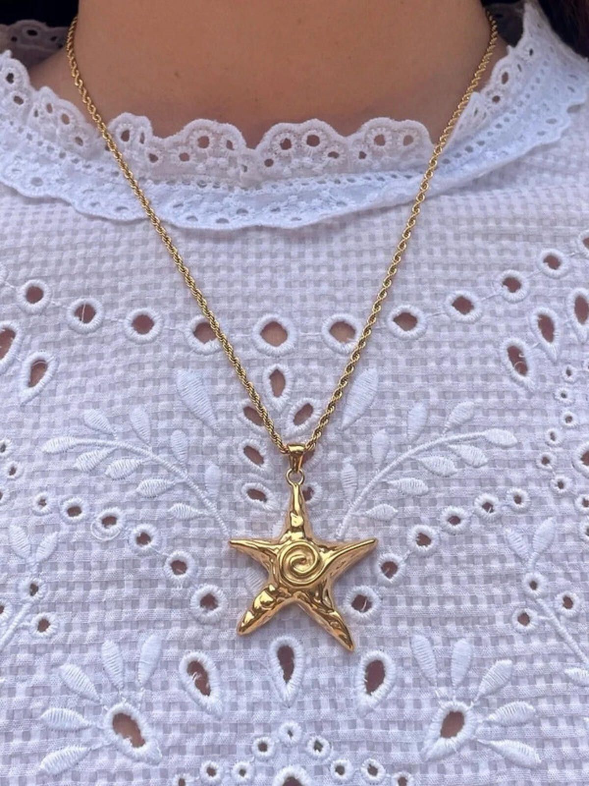 Other Gold plated starfish star shaped pendant shell necklace Size ONE SIZE - 1 Thumbnail