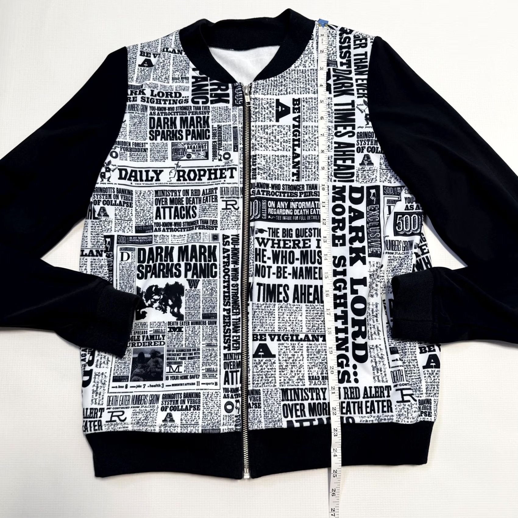 BlackMilk VINTAGE BlackMilk Jacket Womens S Black White Harry Potter Daily Prophet Zip Bomber Size S / US 4 / IT 40 - 5 Thumbnail