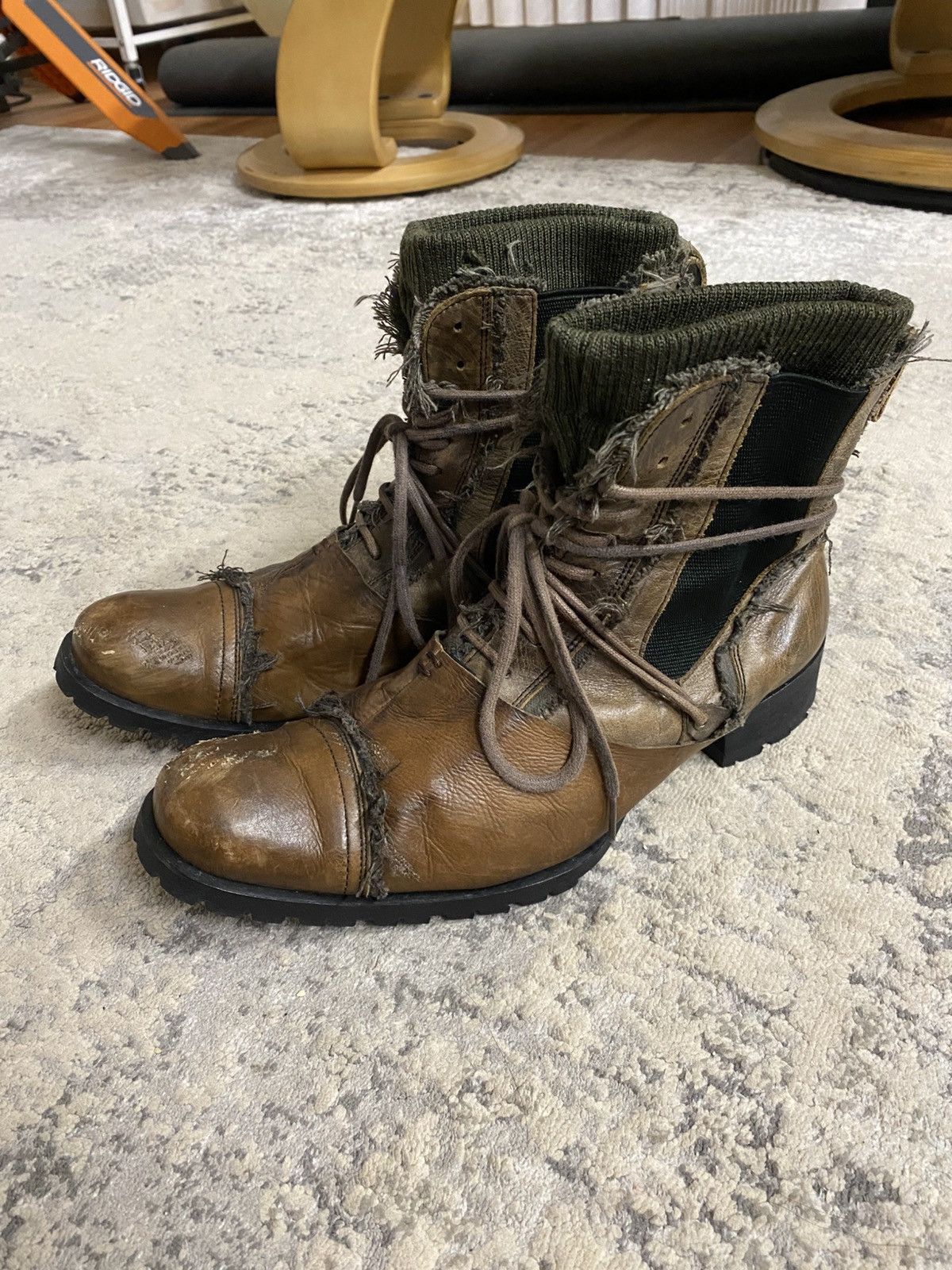 靴 00s alfredobannister layered boots alfredoBANNISTER Early 00s 'Origami' Foldable Leather Layer