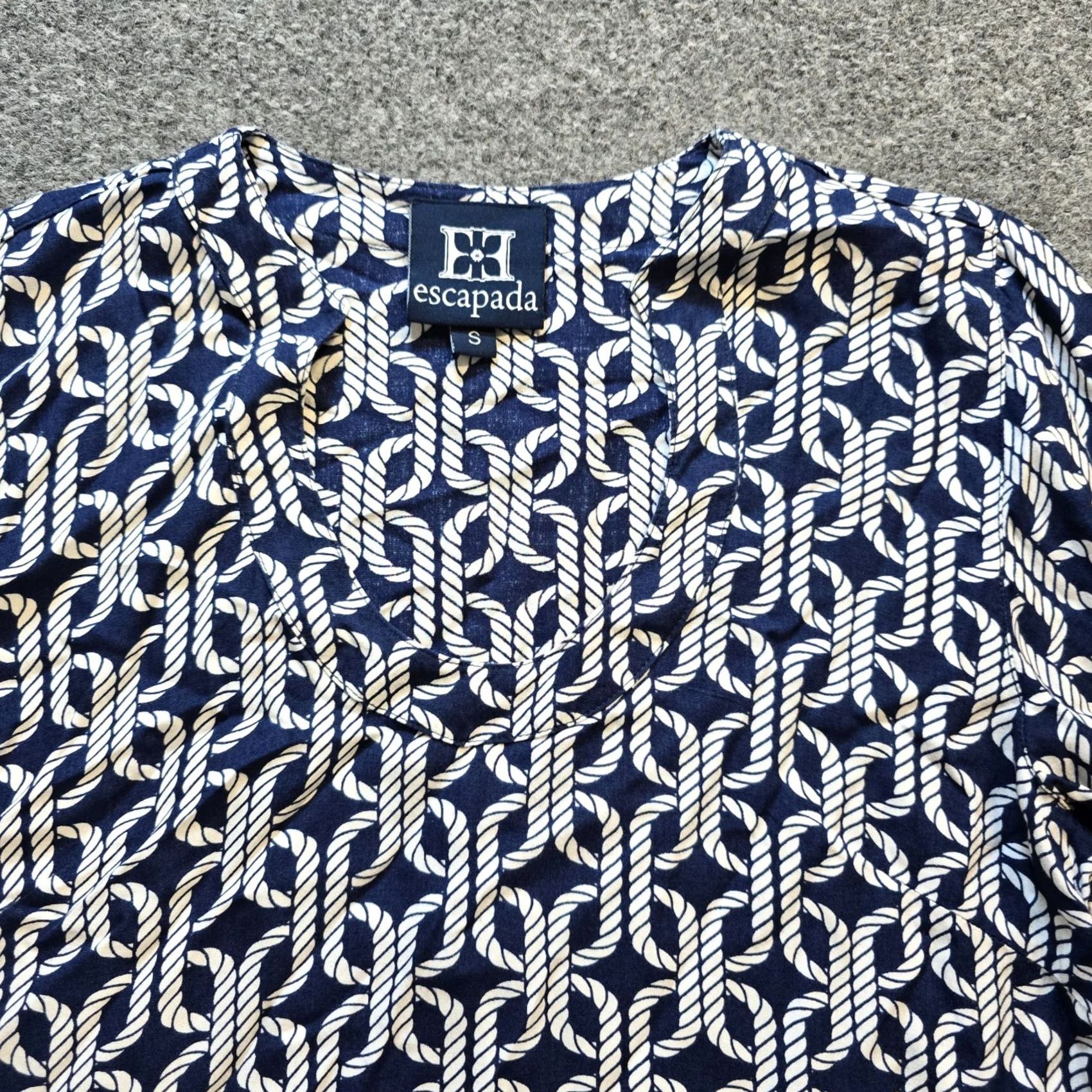 Escada Womens Escapada Top - Blue White Ropes Nautical Tunic Casual Preppy Size S / US 4 / IT 40 - 2 Thumbnail