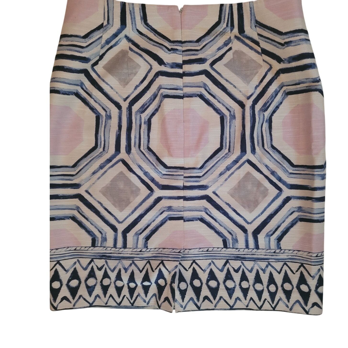 Loft Loft Skirt Tan/Blue Back Zip/Slit Sz 8 Size 30" / US 8 / IT 44 - 2 Thumbnail