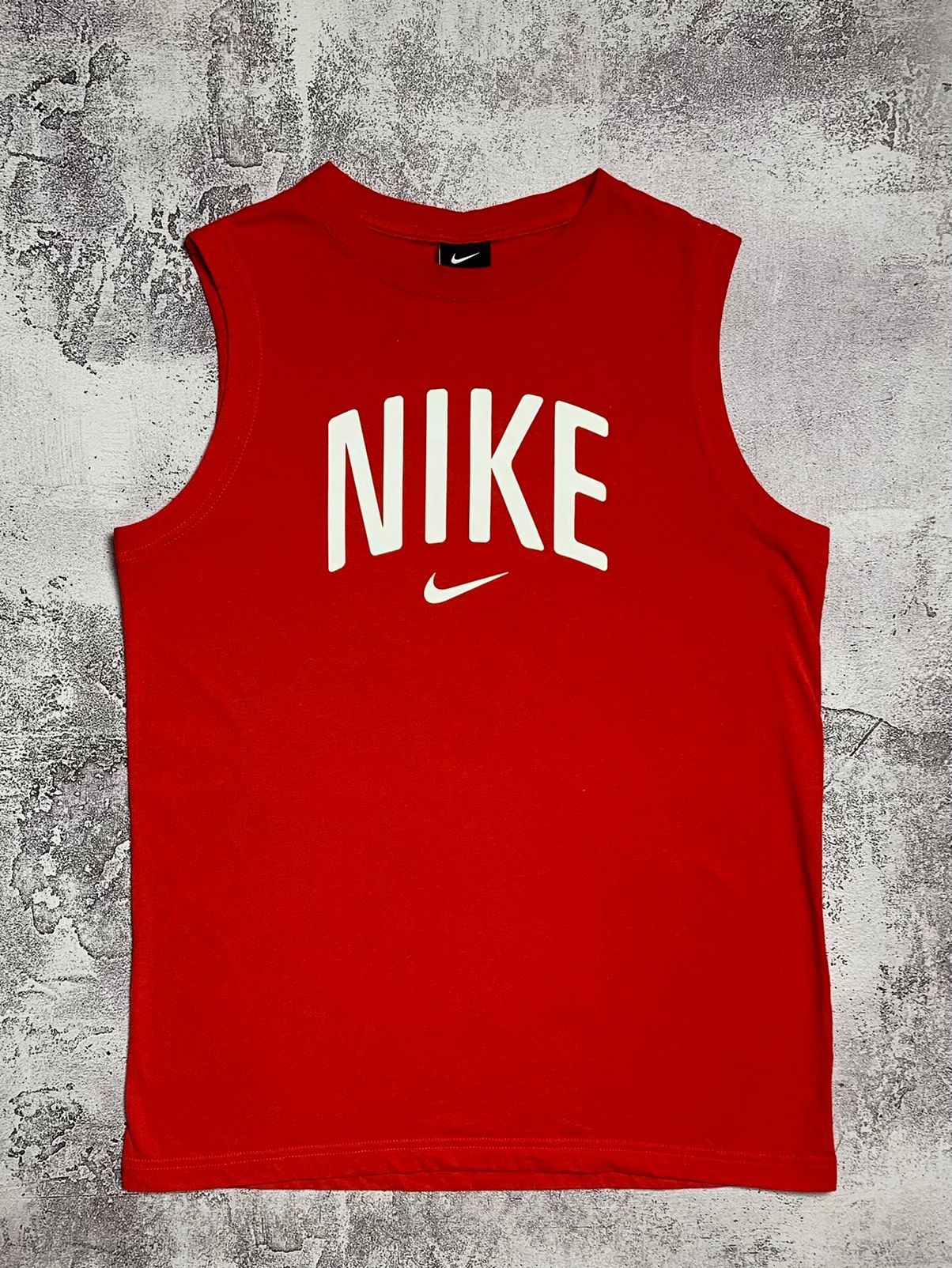 Pre-owned Nike Big Box Logo Red Sleeveless Shirt