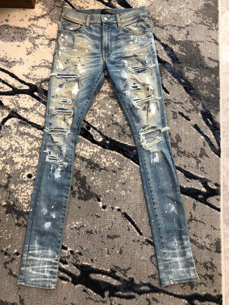 Amiri AMIRI Yellow Mud Splatter Blue Diamond Jeans - dmc Size US 29 - 1 Thumbnail