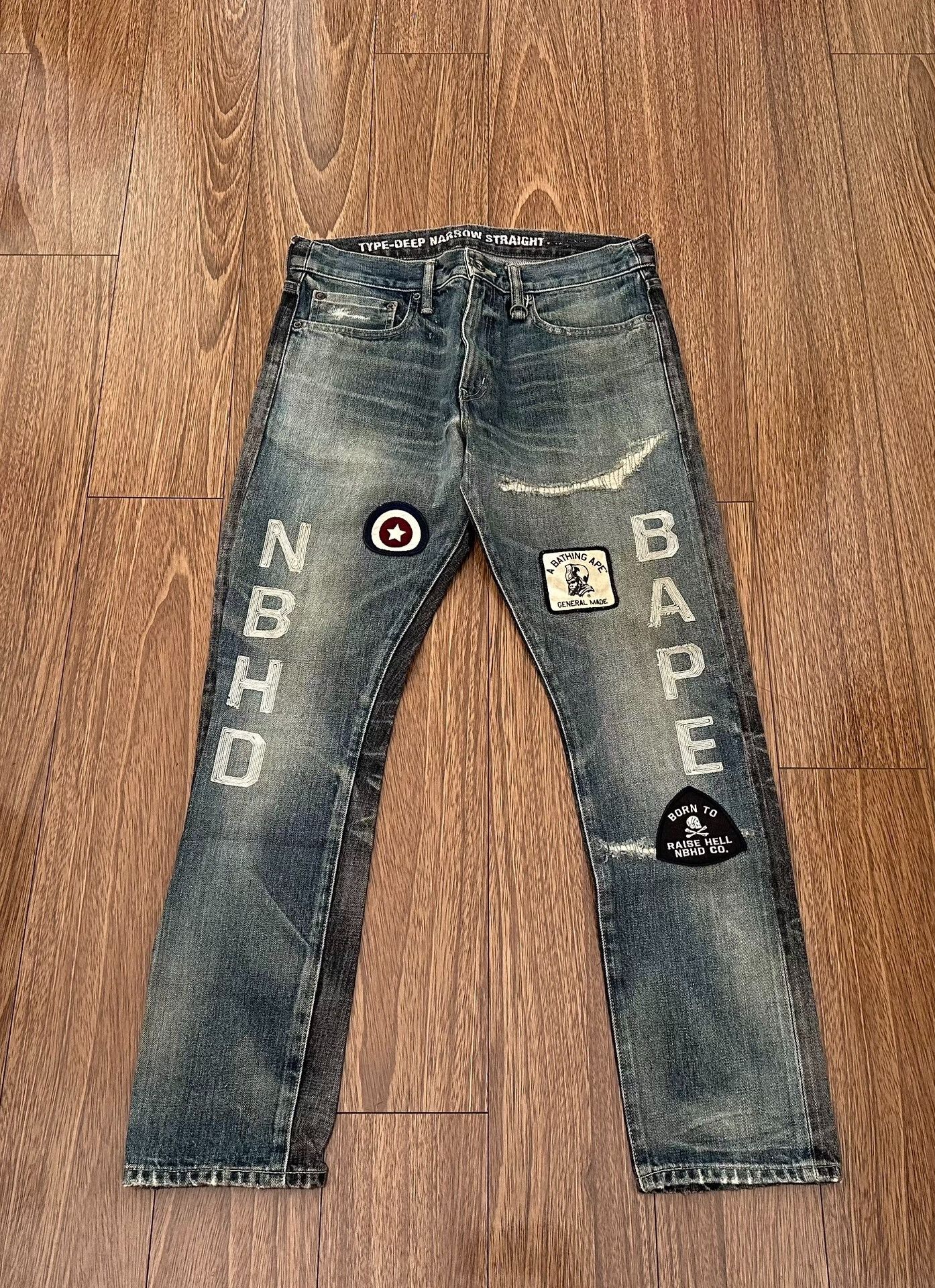 Neighborhood blue beaded savage narrow denim pants | Grailed