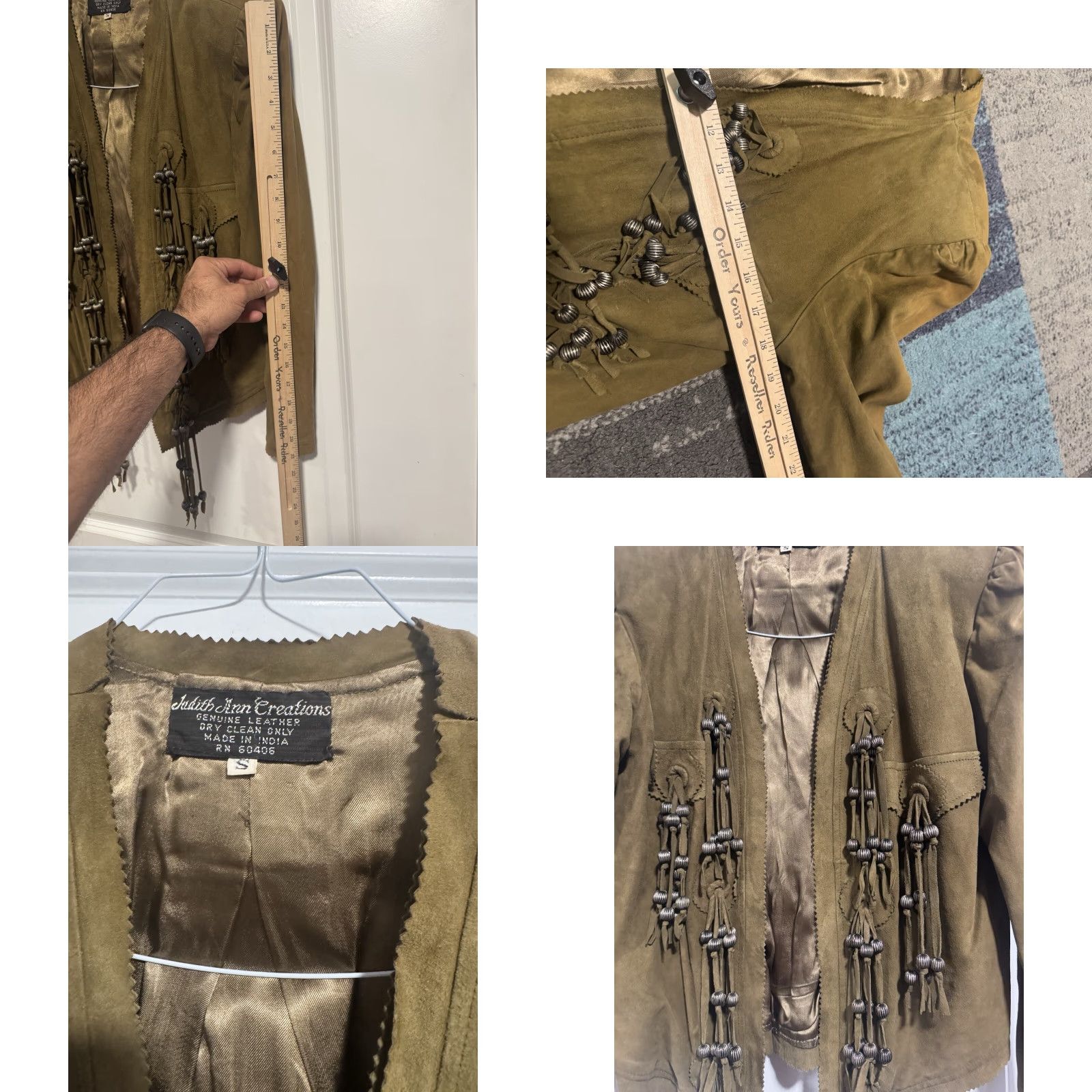 Vintage VINTAGE Judith Ann Creations Genuine Leather Fringe Cardigan Jacket S Brown Blazer Eveningwear Glam Rock 1980s Womens Size S / US 4 / IT 40 - 11 Thumbnail
