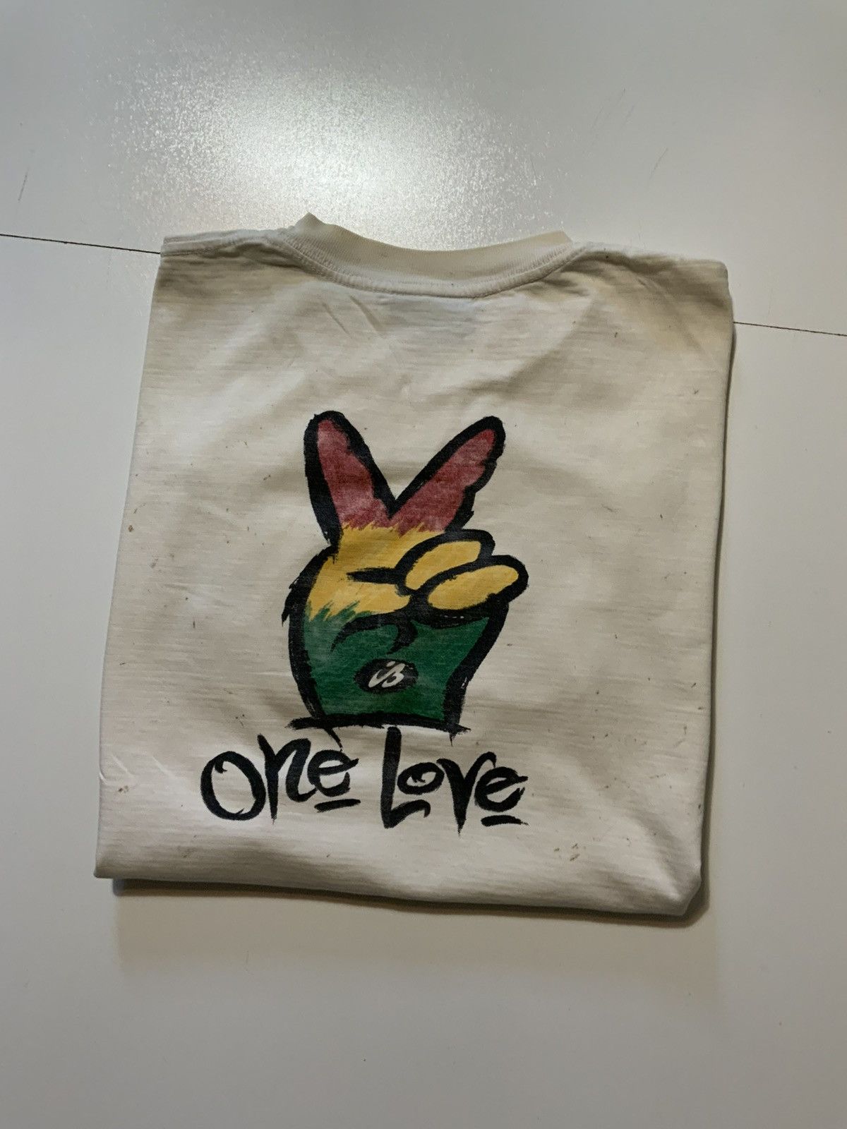 Vintage Vintage 90s Irie Blue Barbados One Love Peace Rasta T-Shirt Size US XL / EU 56 / 4 - 1 Thumbnail