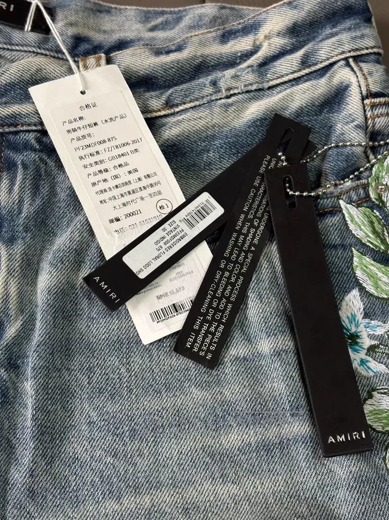 Amiri Amiri Size 30 Heavy industry flower embroidery hole cat bea Size US 30 / EU 46 - 8 Thumbnail