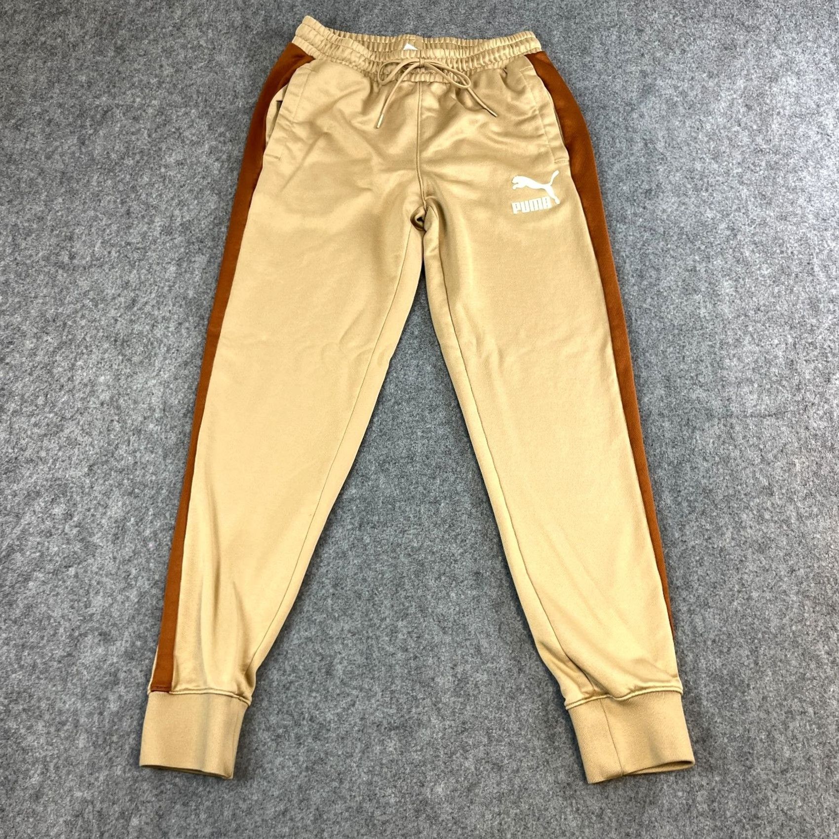 Puma PUMA Mens Track Pants Sweat Joggers M Gold Tapered Cuffed Ankle Drawstring Pockets Regular Fit Size US 31 - 2 Thumbnail