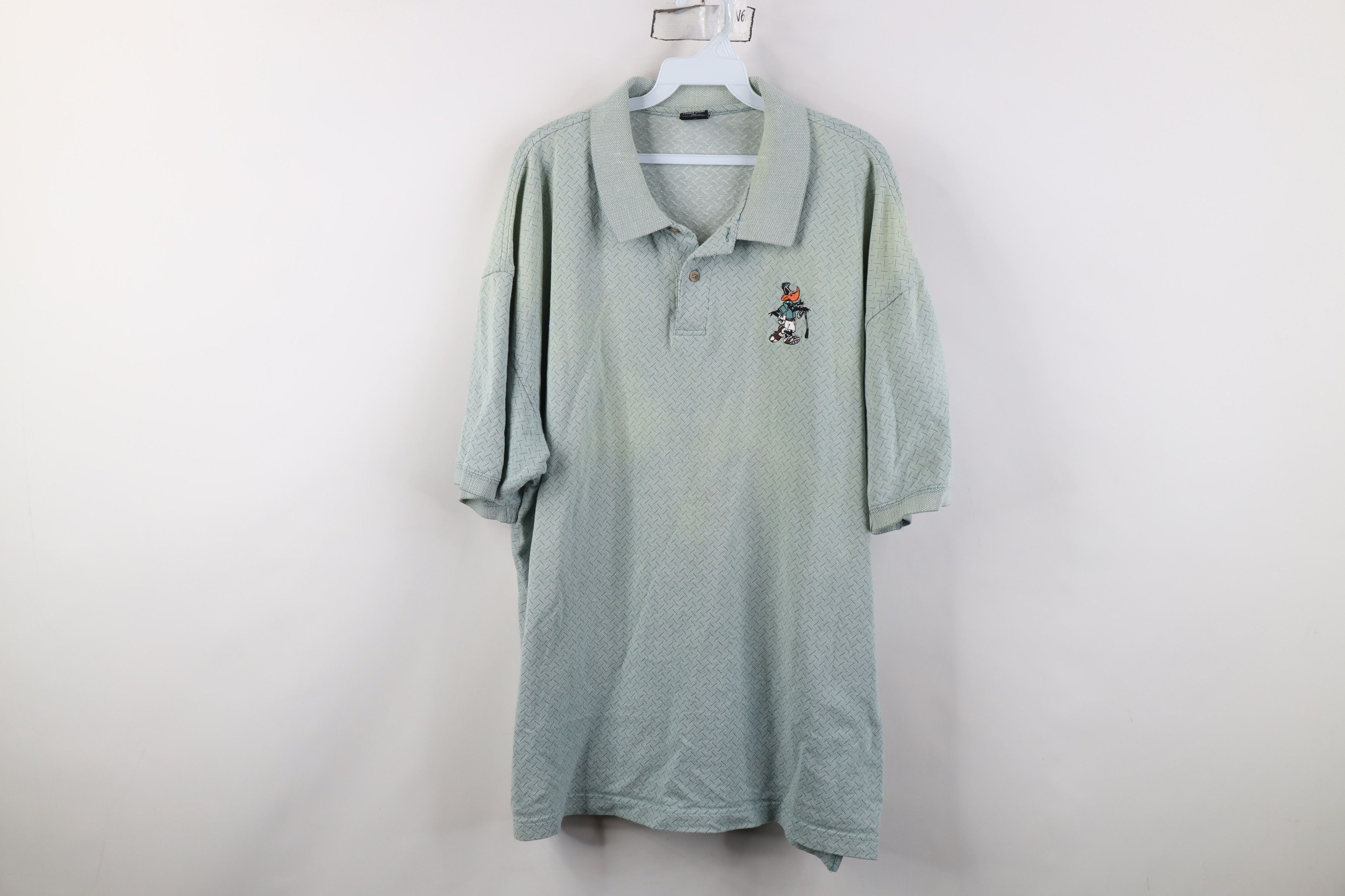 Vintage Vintage 90s Looney Tunes Daffy Duck Geometric Knit Golf Polo Size US XXL / EU 58 / 5 - 1 Thumbnail