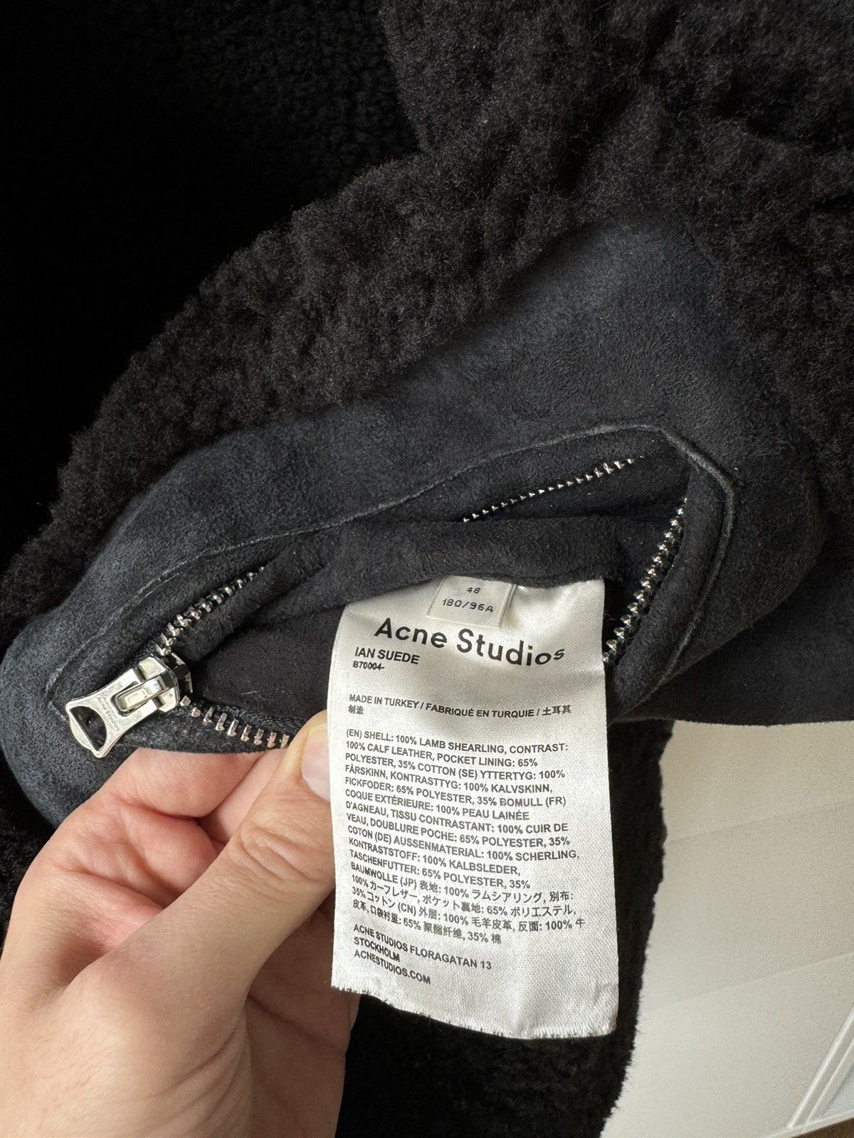 Acne Studios [48] Ian Suede Shearling Jacket in Anthracite (FW18) Size US M / EU 48-50 / 2 - 7 Thumbnail