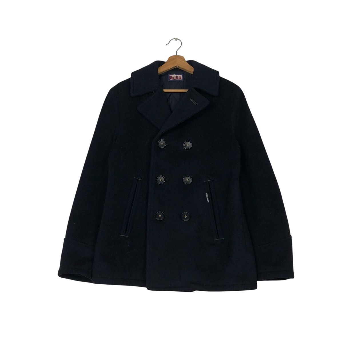 Blue Blue Japan 🔥VINTAGE WOOL PEA JACKET BLUE BLUE DOUBLE COLLAR Size US M / EU 48-50 / 2 - 3 Thumbnail