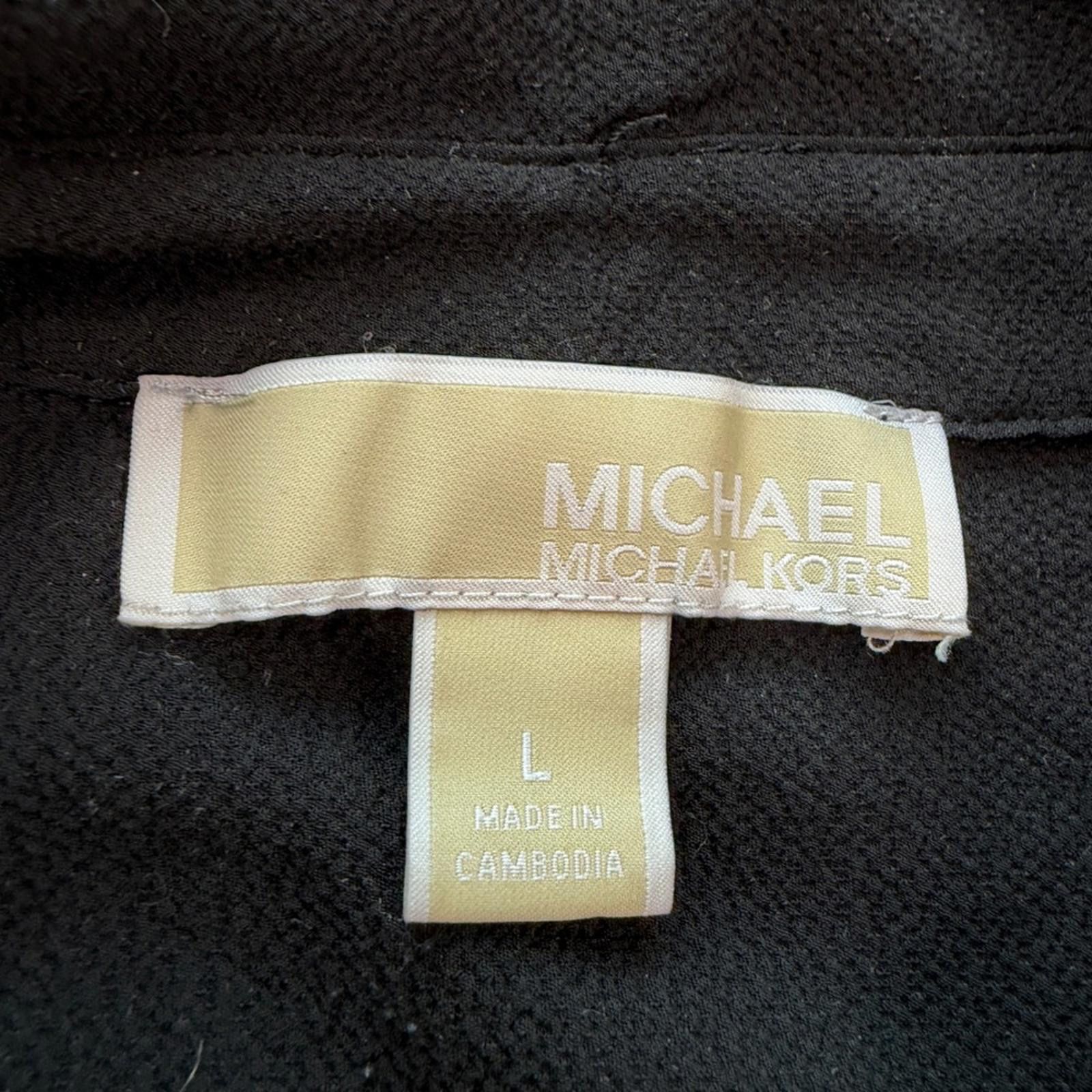 Michael Kors Michael Michael Kors Women Black Half Zip Roll Tab Blouse L Size L / US 10 / IT 46 - 3 Thumbnail
