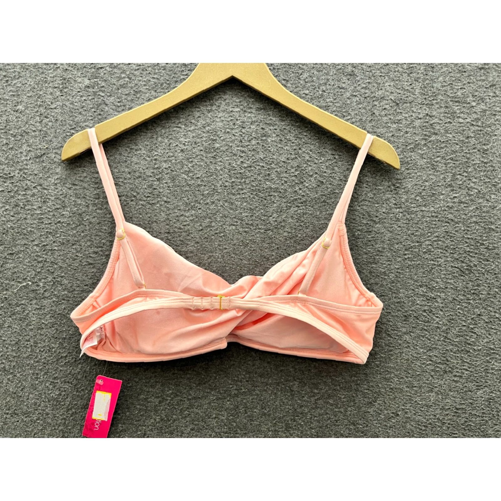 Vintage Xhilaration Bikini Top XL Juniors Twist Front Spaghetti Strap Pink Shinny Size XL / US 12-14 / IT 48-50 - 2 Thumbnail